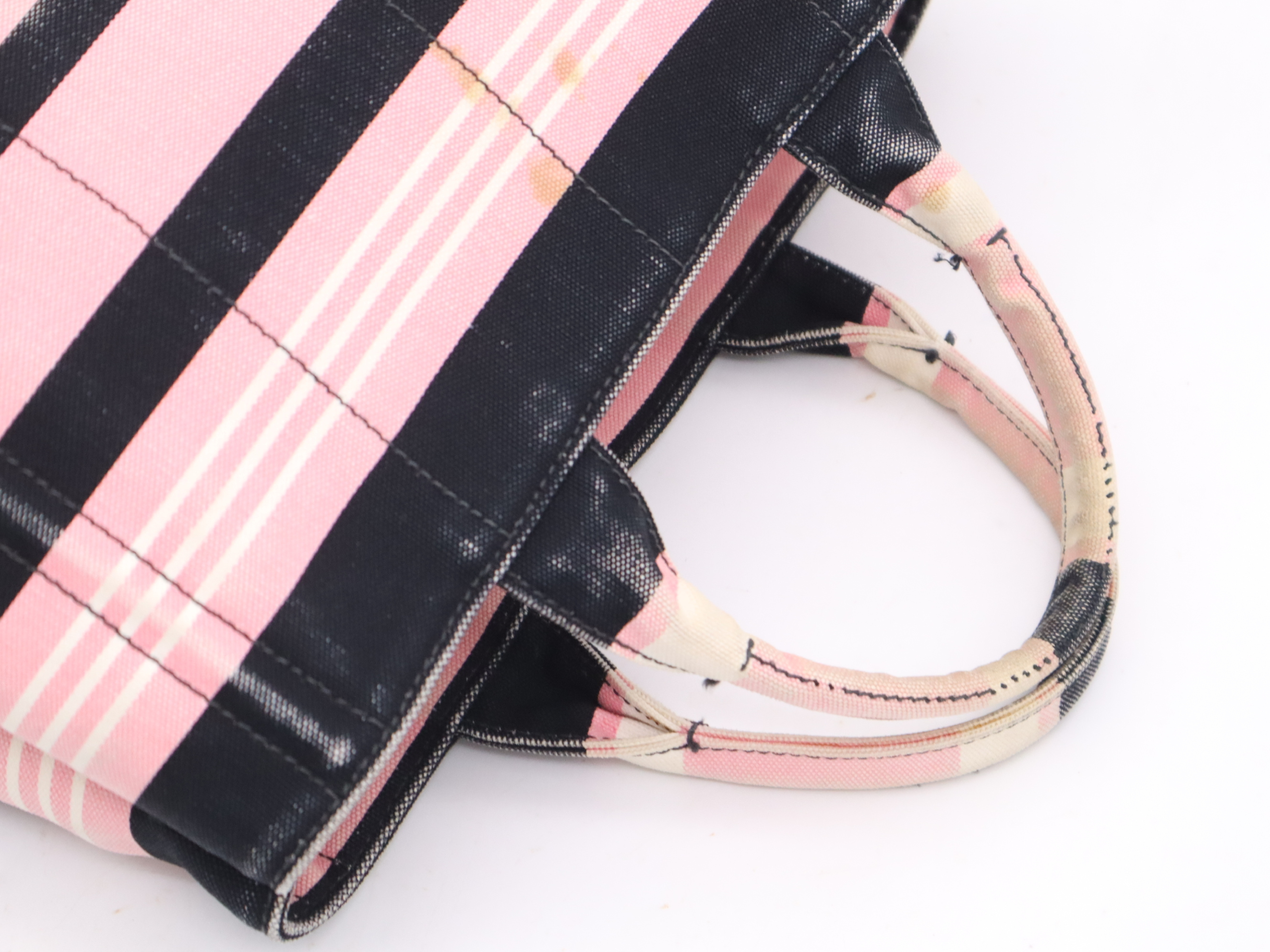Denim Canapa Mini Tote Bag in Pink with Gold Hardware and Shoulder Strap — view 6