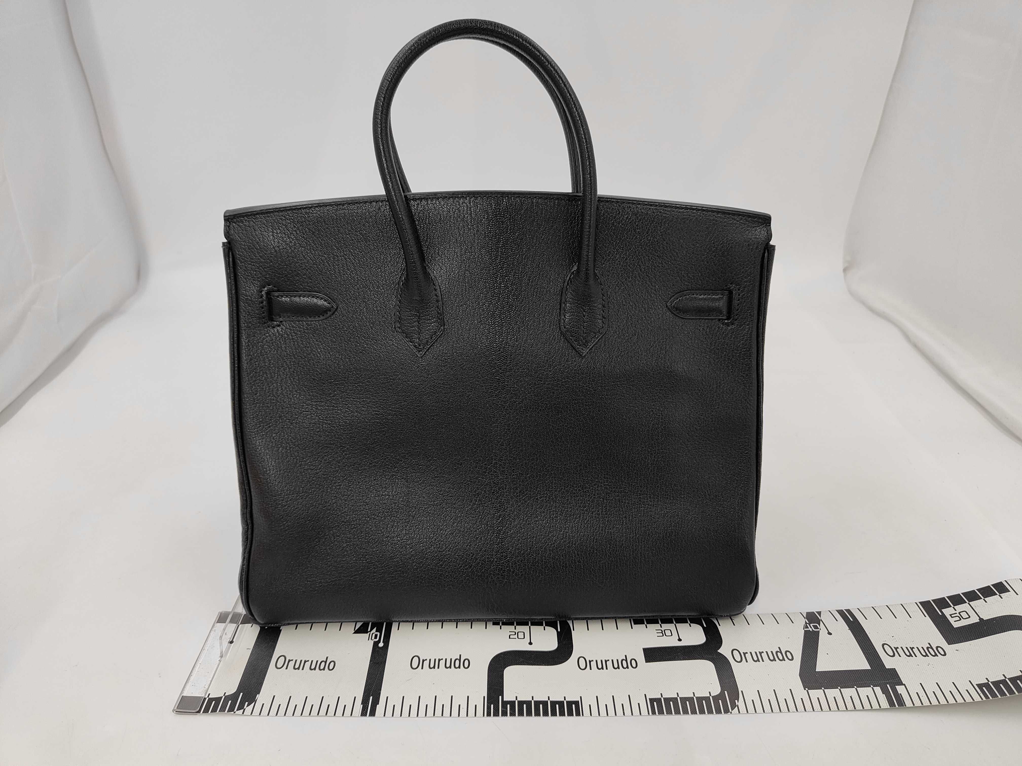 Birkin 35 Chevre Leather, Black, Gold Hardware, F Handbag — view 2