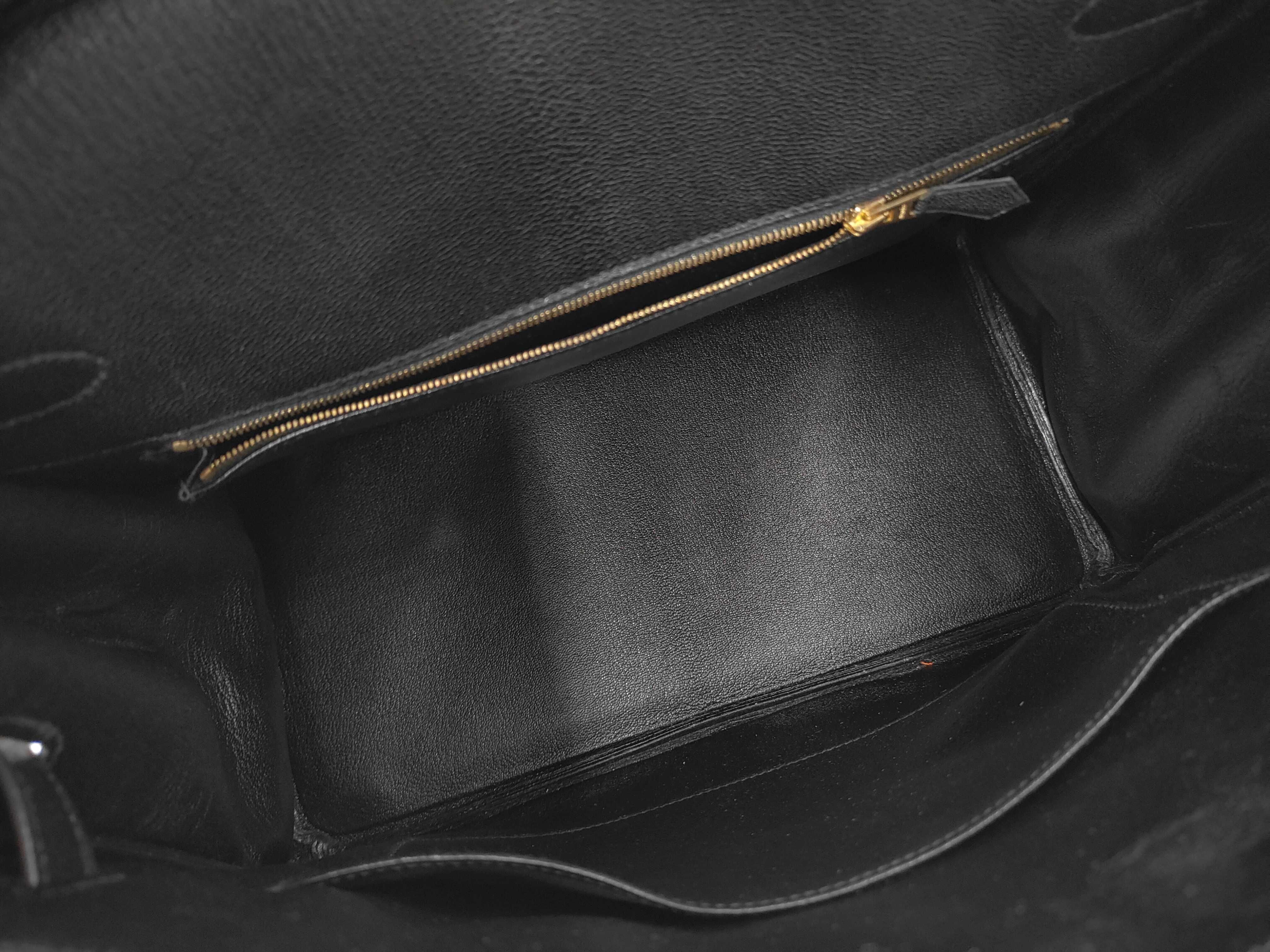 Birkin 35 Chevre Leather, Black, Gold Hardware, F Handbag — view 11