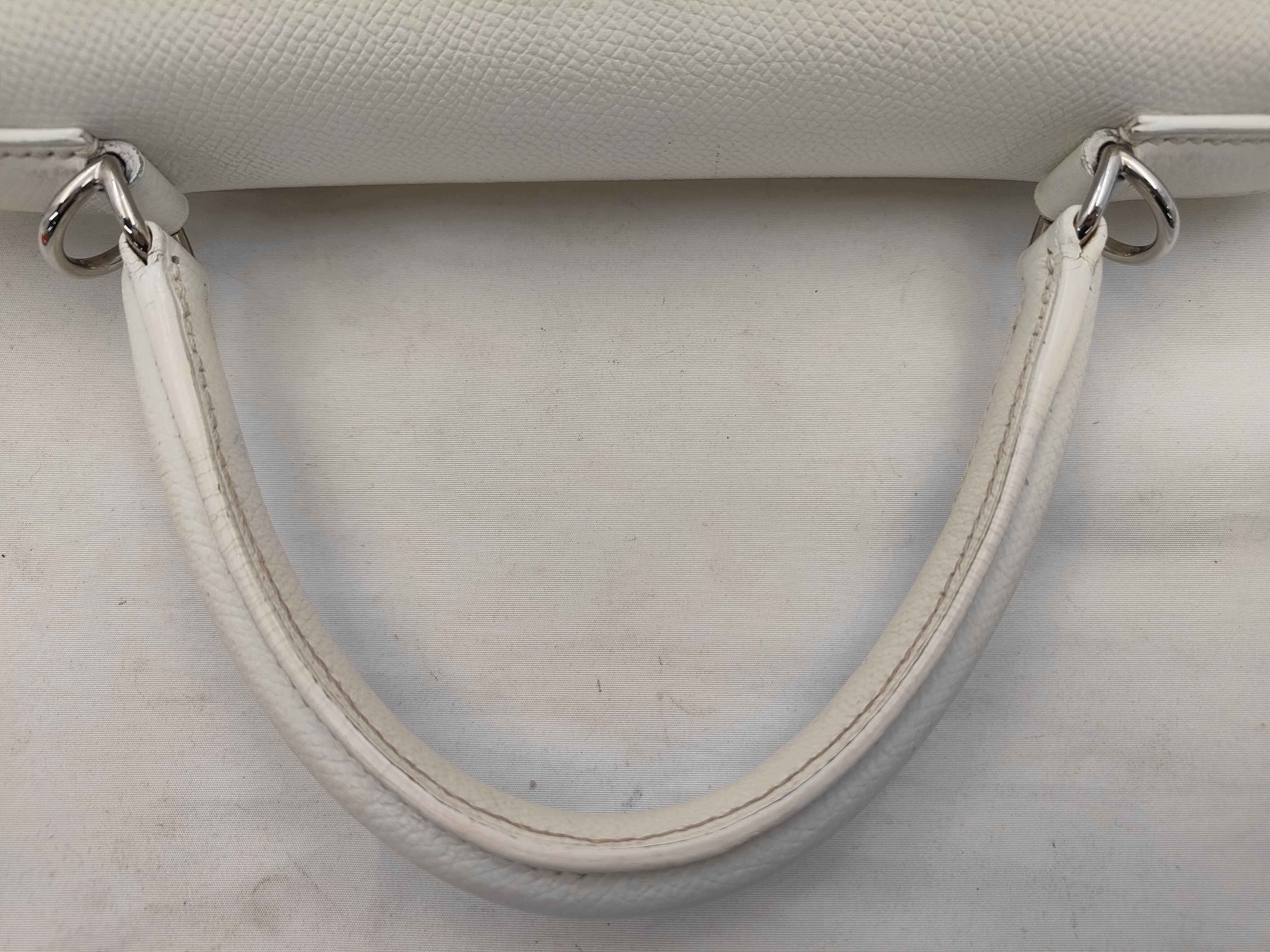 Kelly 28 Epsom Leather, White x Turquoise, J Stamp, Handbag — view 3