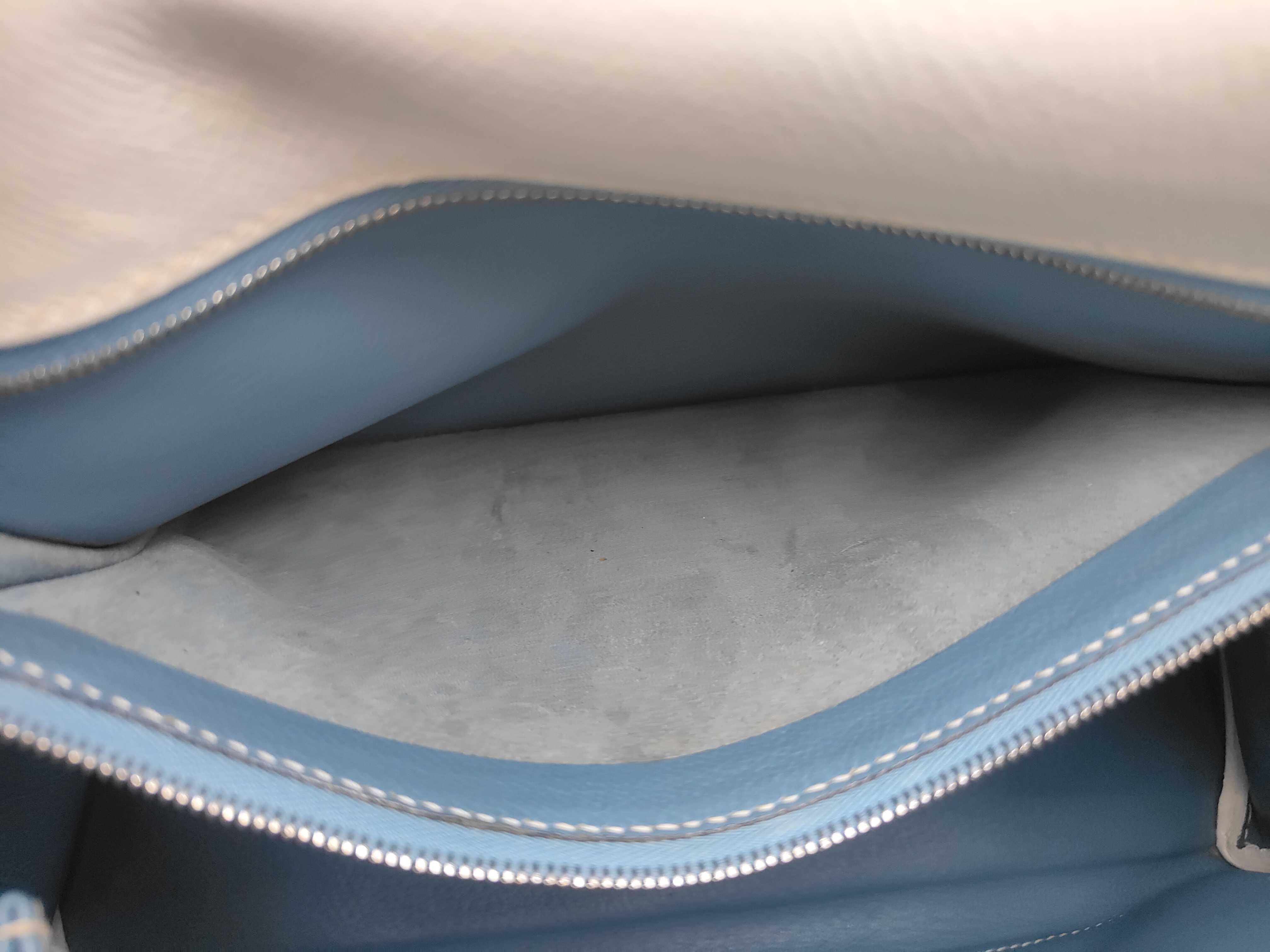 Kelly 28 Epsom Leather, White x Turquoise, J Stamp, Handbag — view 9