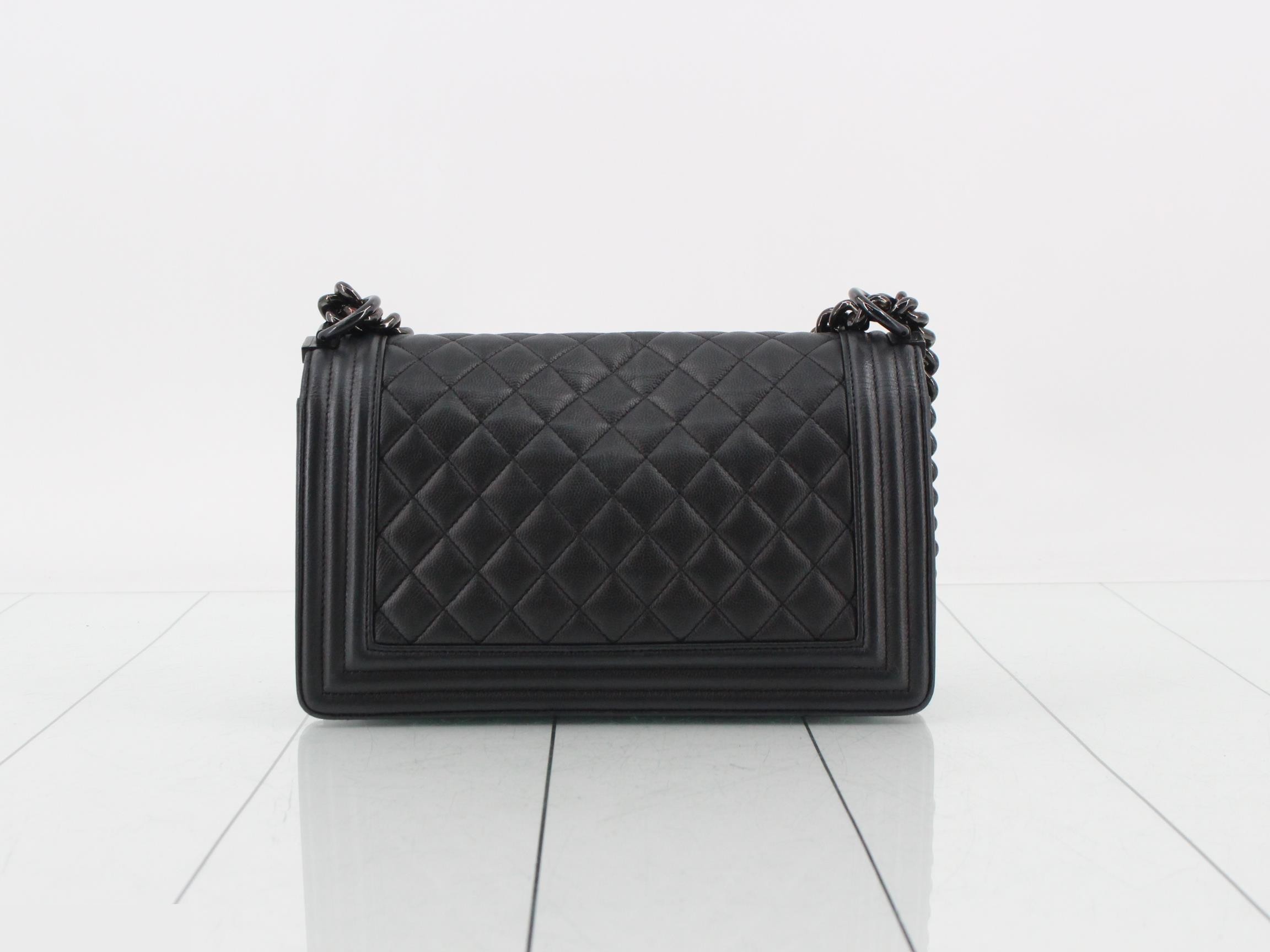 Boy Chanel Caviar Chain Shoulder Bag, Black — view 2