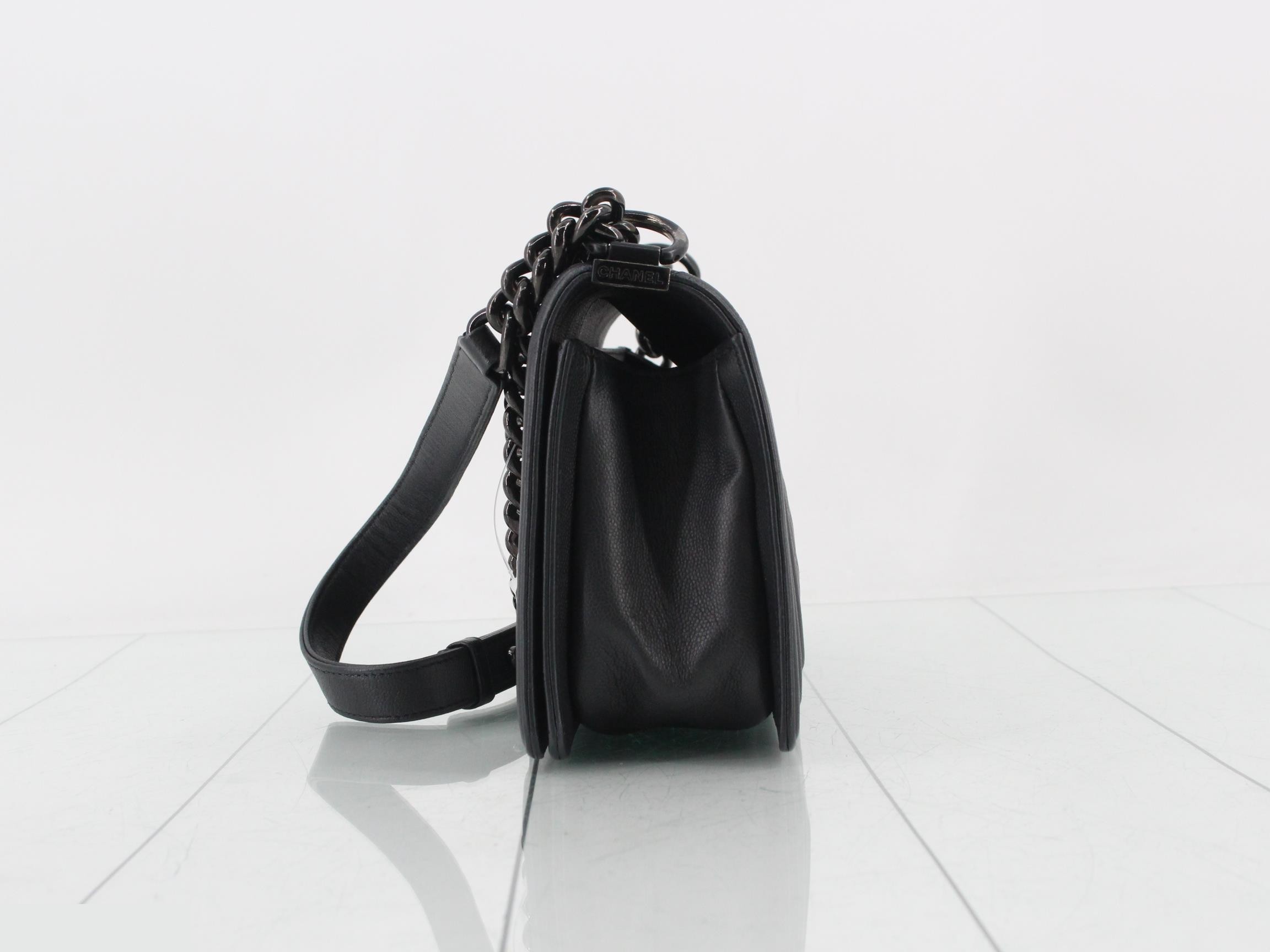 Boy Chanel Caviar Chain Shoulder Bag, Black — view 3