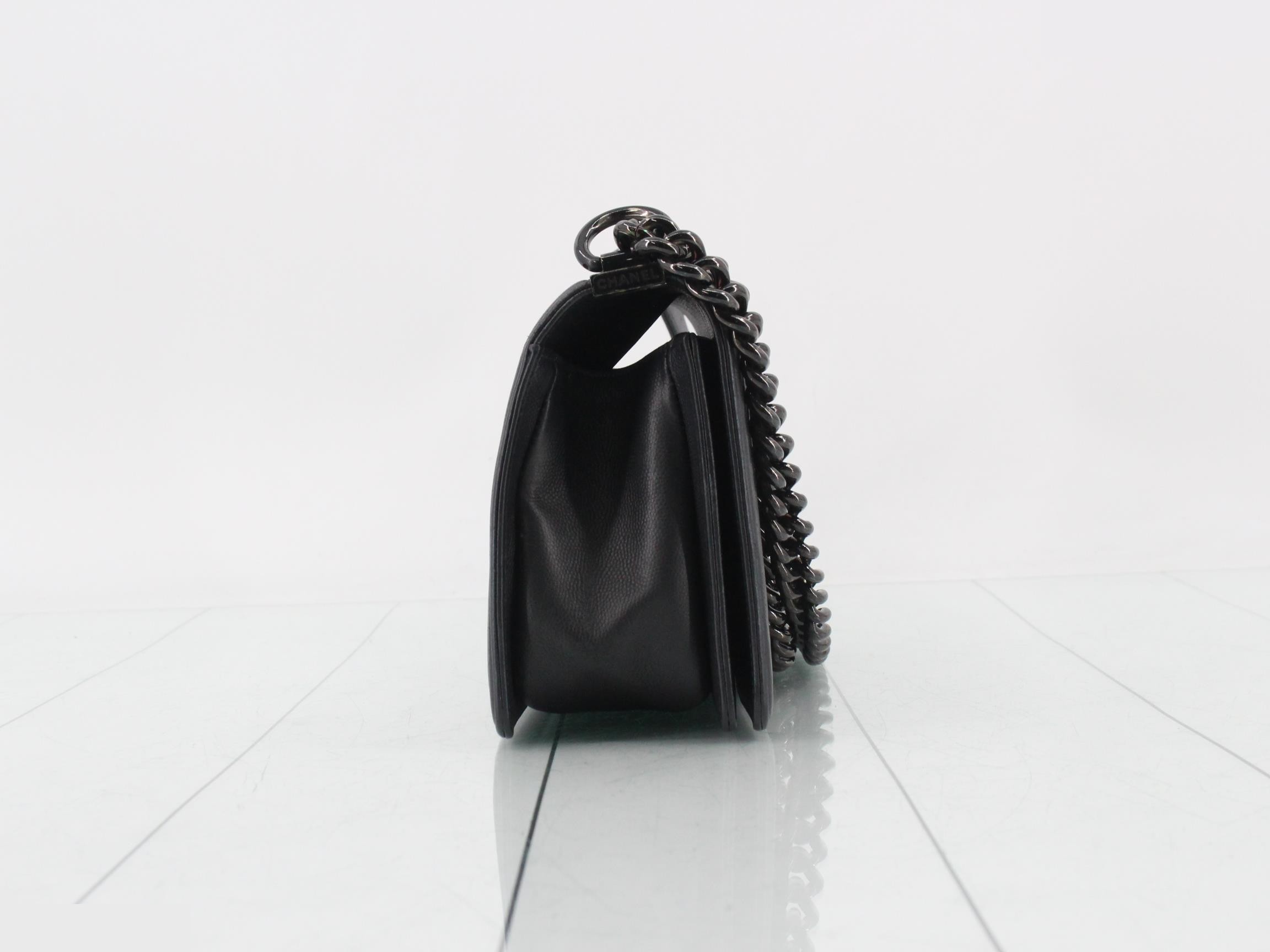 Boy Chanel Caviar Chain Shoulder Bag, Black — view 4