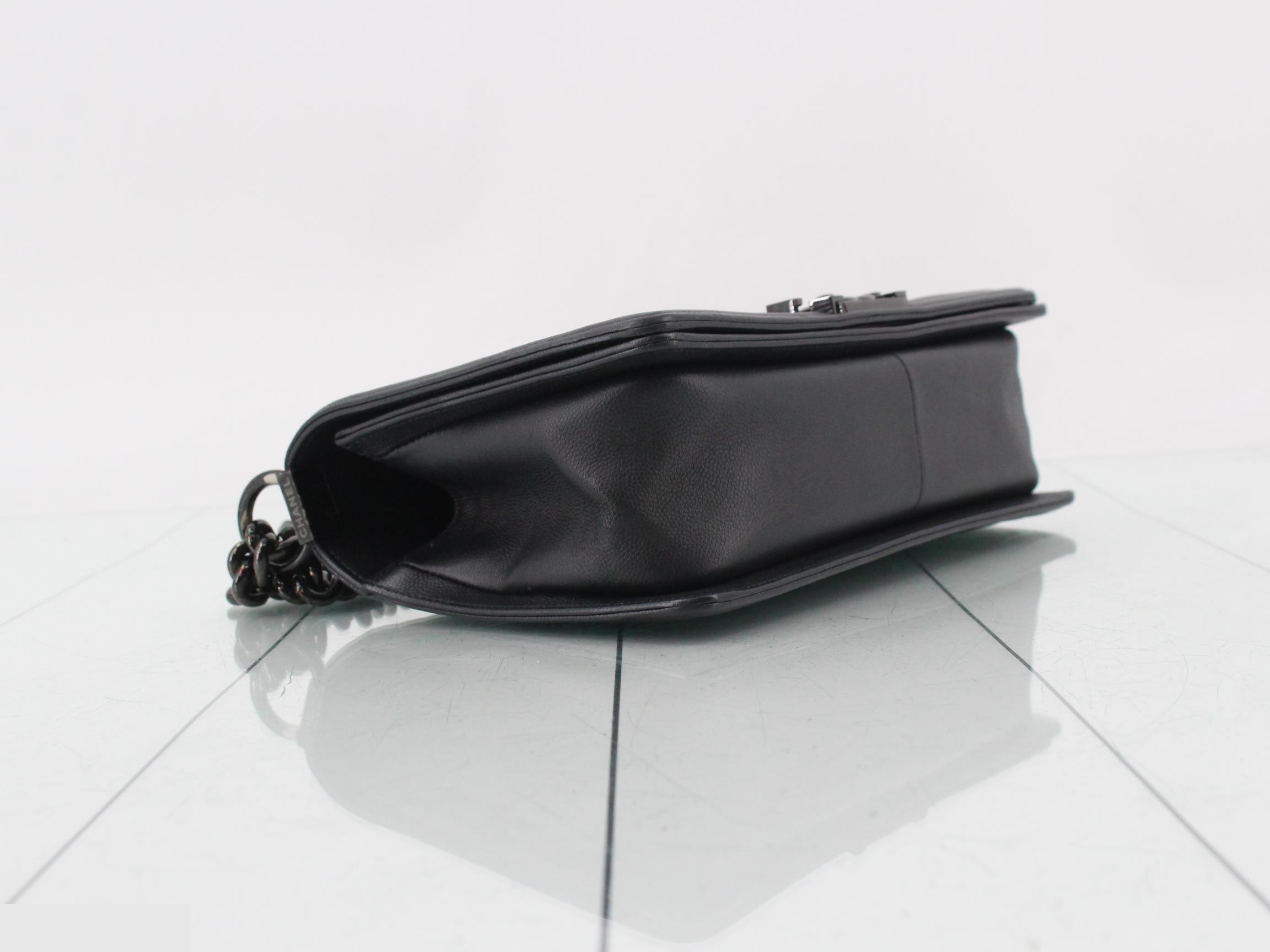 Boy Chanel Caviar Chain Shoulder Bag, Black — view 5