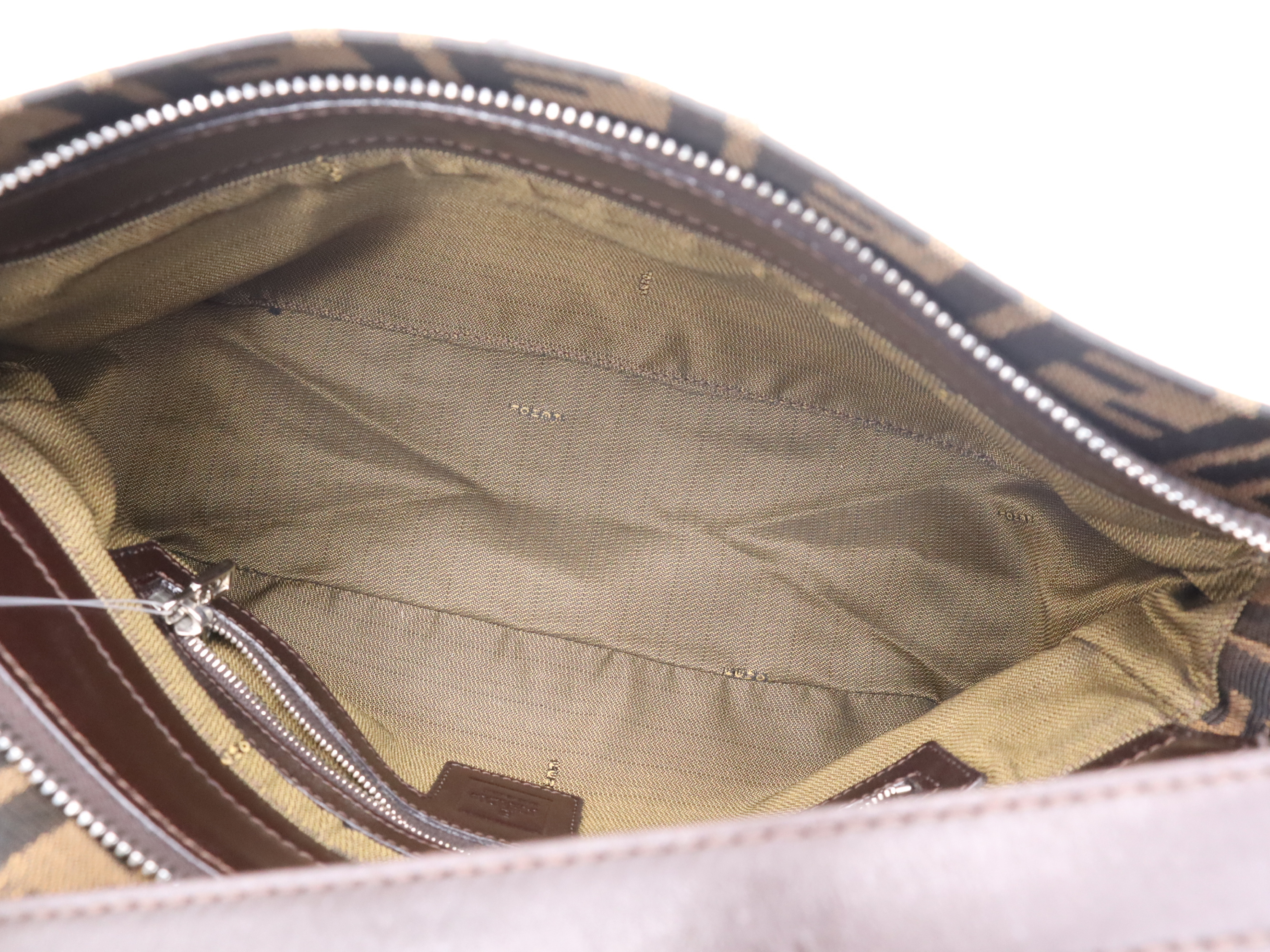 Canvas x Leather Zucca Mamma Bucket Shoulder Bag, Brown, Silver Hardware — view 12
