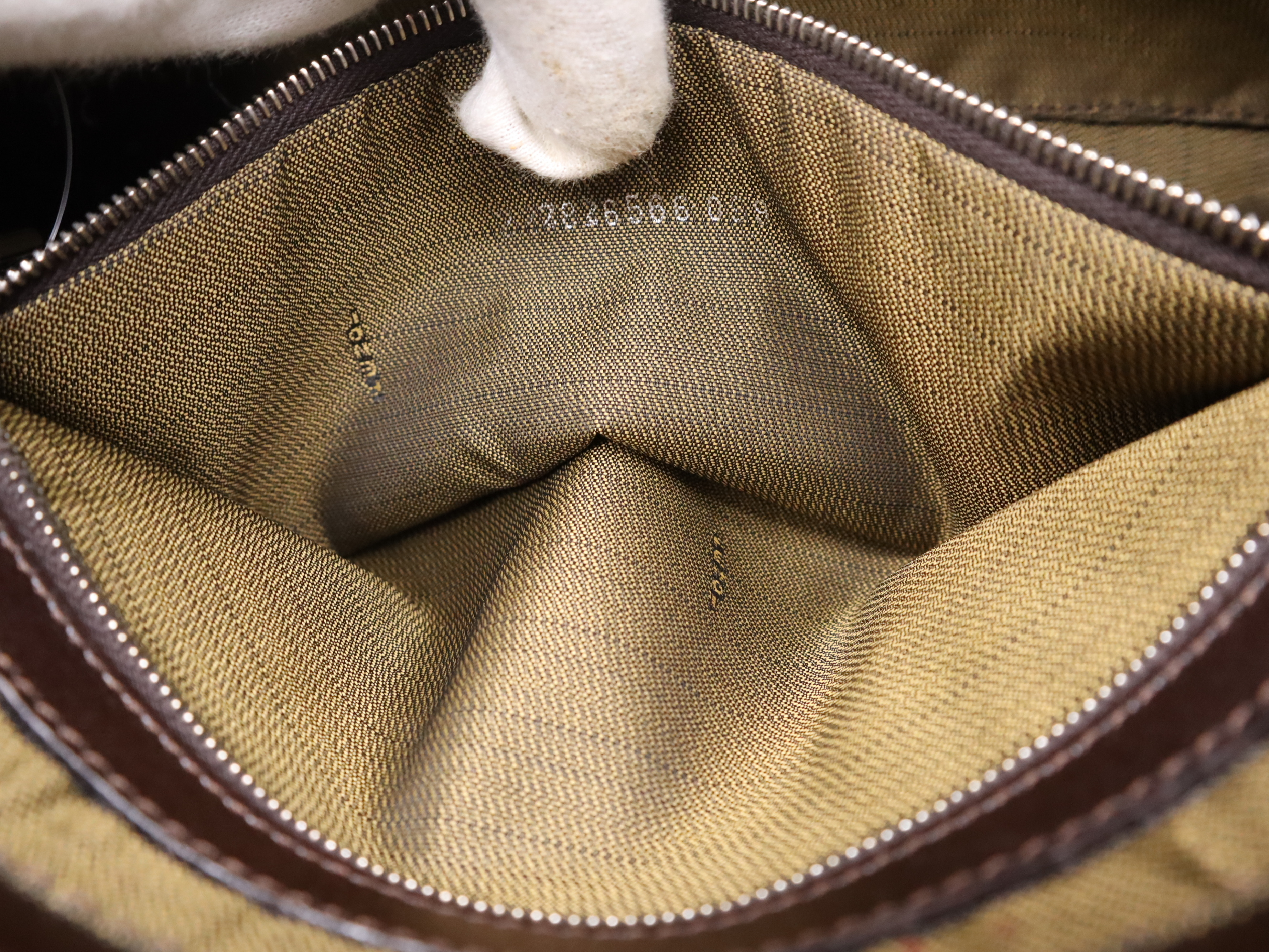 Canvas x Leather Zucca Mamma Bucket Shoulder Bag, Brown, Silver Hardware — view 13