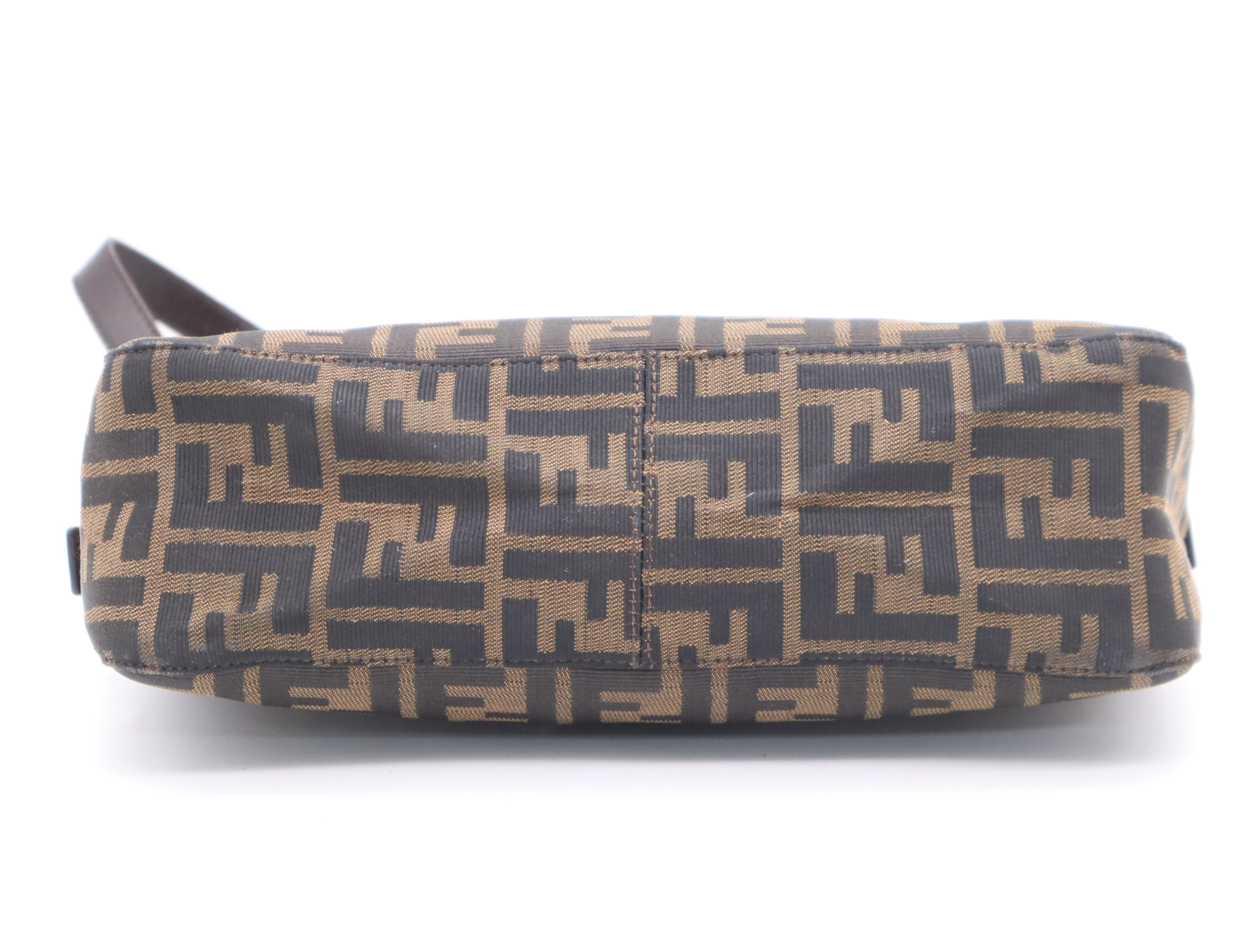 Canvas x Leather Zucca Mamma Bucket Shoulder Bag, Brown, Silver Hardware — view 4