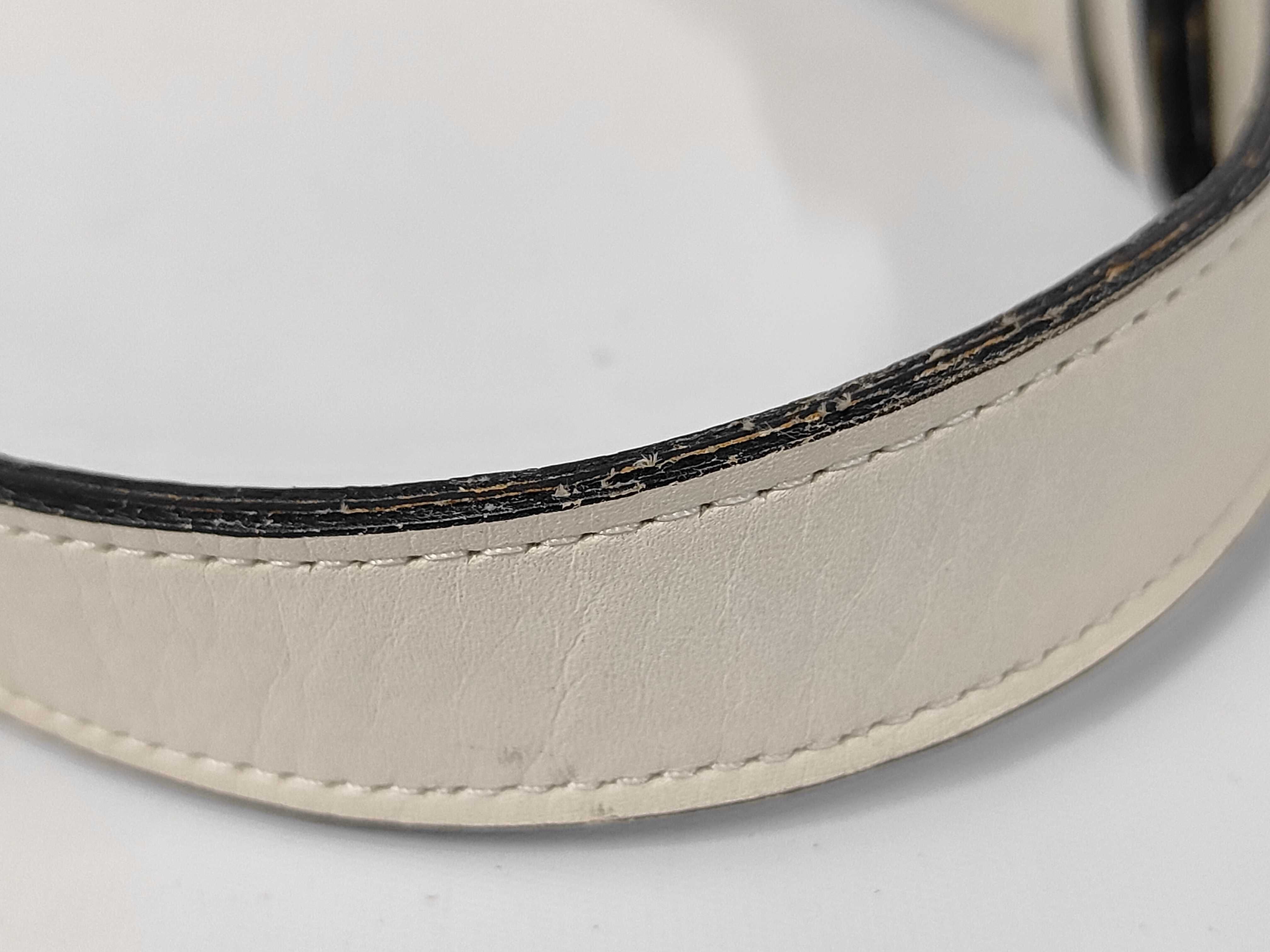 (YSL) Leather Shoulder Bag, White — view 4