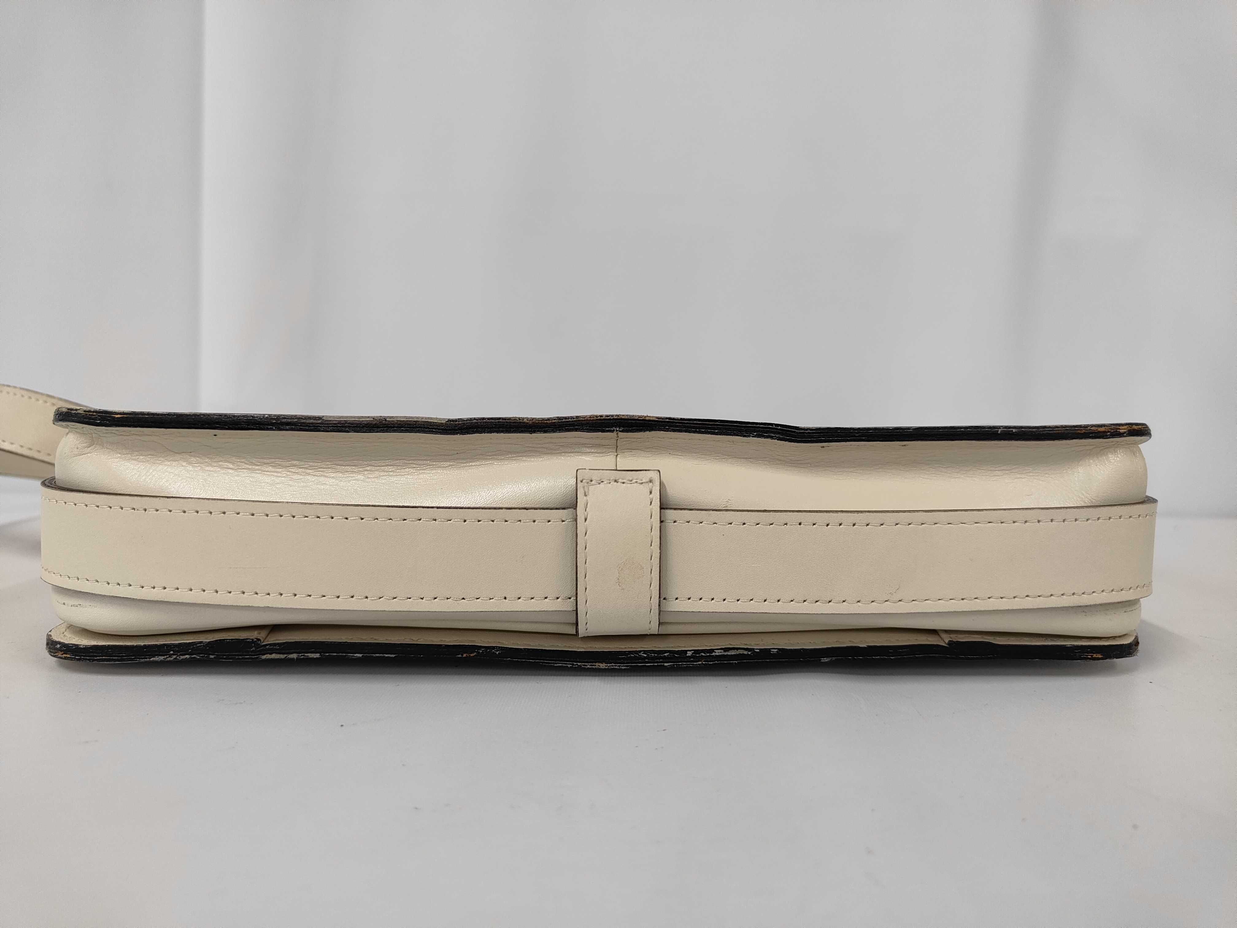 (YSL) Leather Shoulder Bag, White — view 8