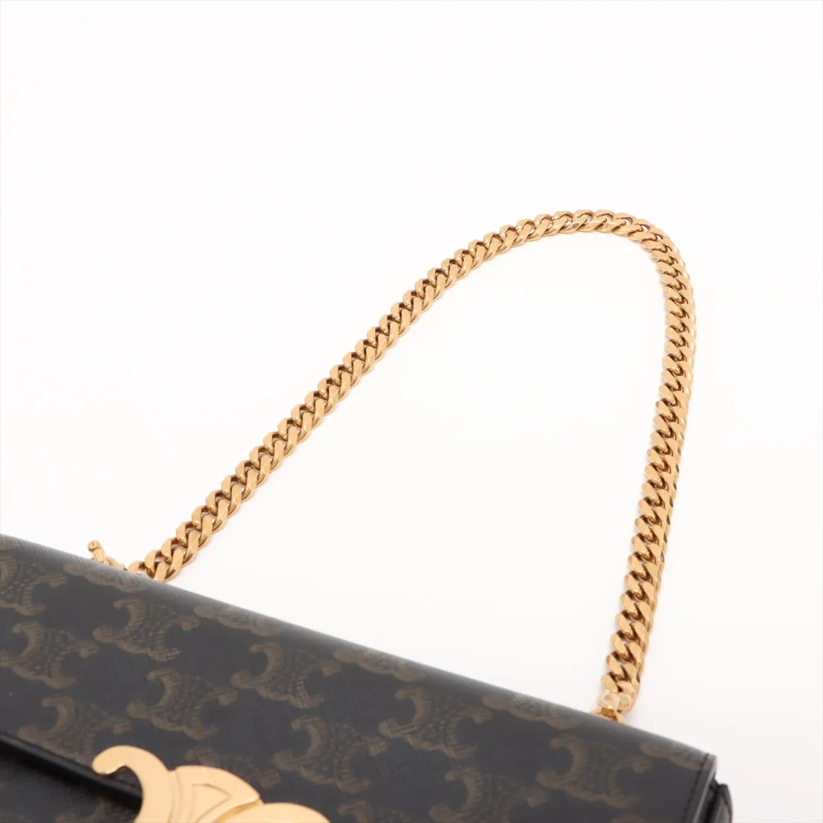 Triomphe PVC Chain Shoulder Bag Brown — view 5