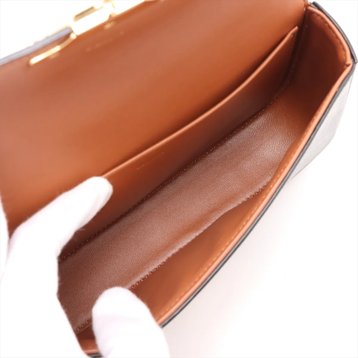 Triomphe PVC Chain Shoulder Bag Brown — view 6