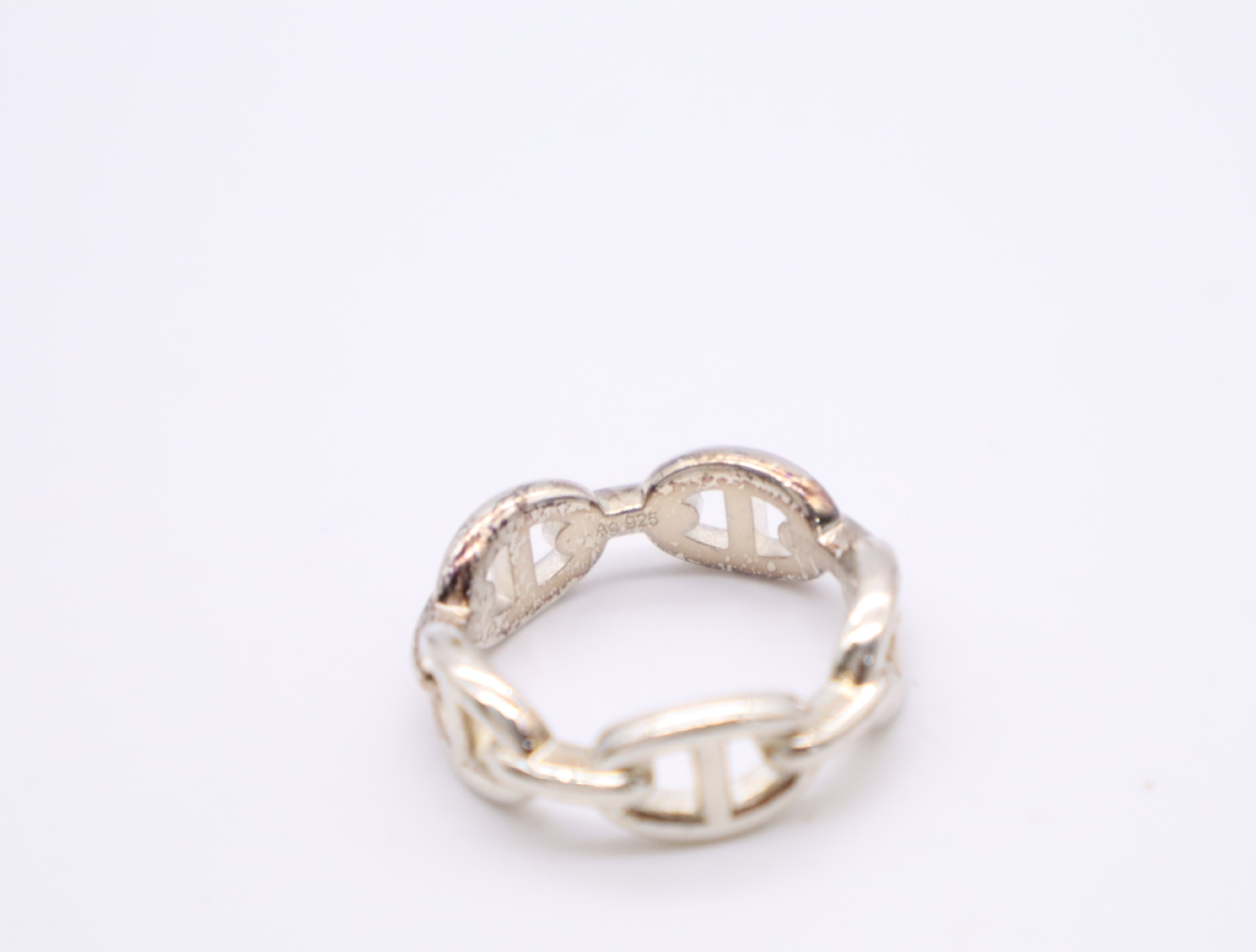 Ag925 Enchainée Chaine d'Ancre Silver Ring with Box — view 3