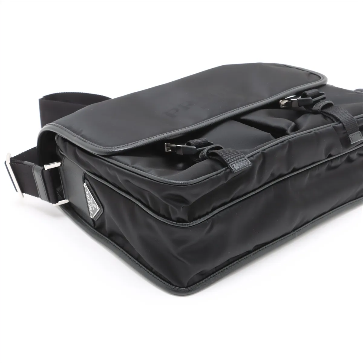 Tessuto Nylon x Leather Shoulder Bag, Black — view 4