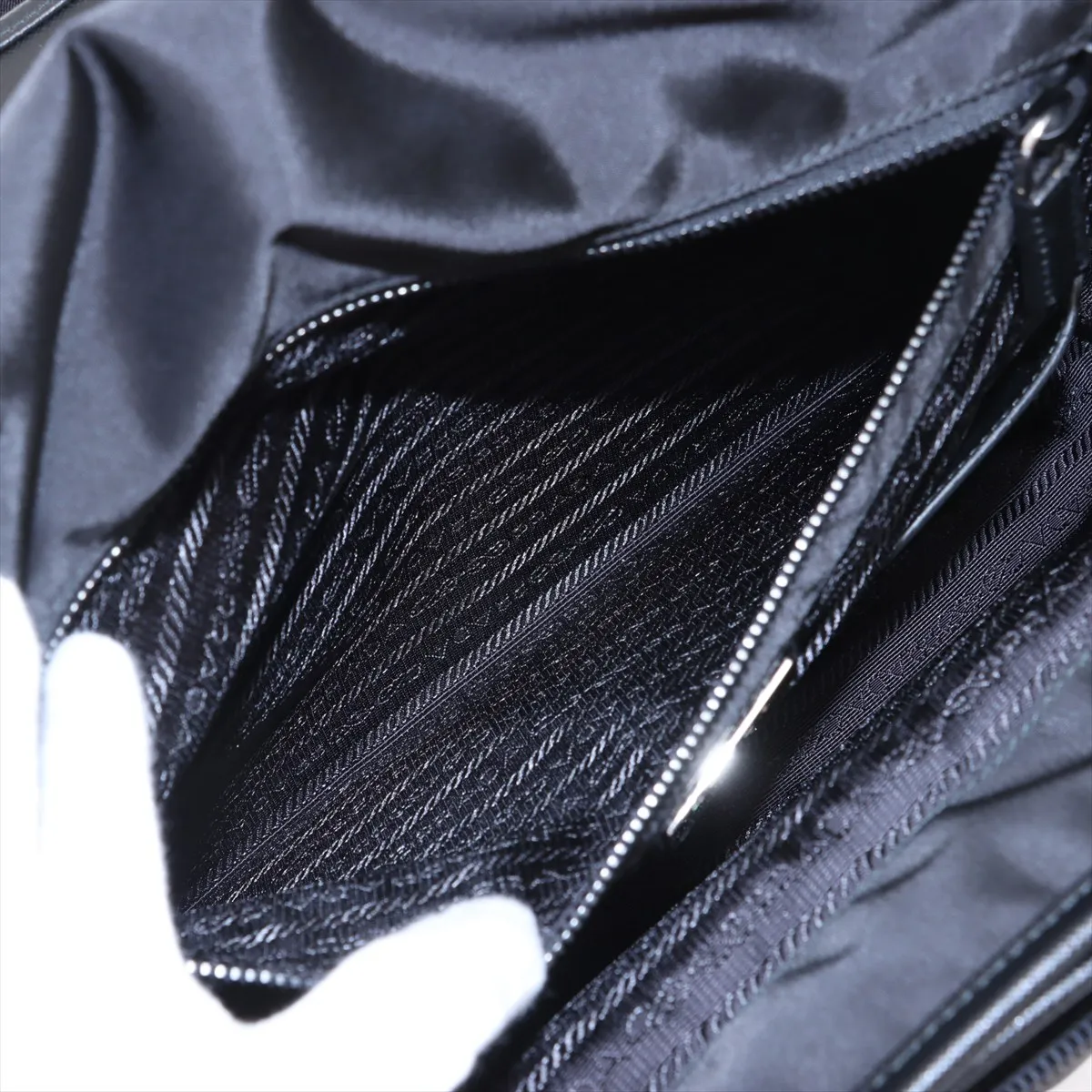 Tessuto Nylon x Leather Shoulder Bag, Black — view 9