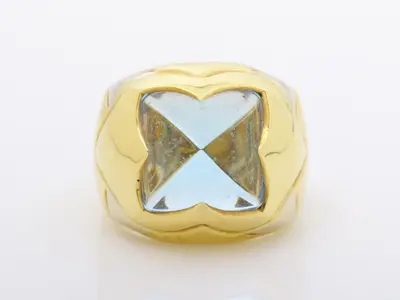 Pyramide ring, aquamarine, 15.6g, 750, #approx. 15.5