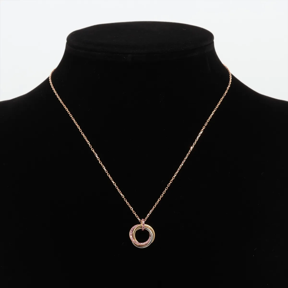 Trinity Pink Sapphire Necklace, 750 (YG x PG x WG), 5.2g, MCB343. — view 5