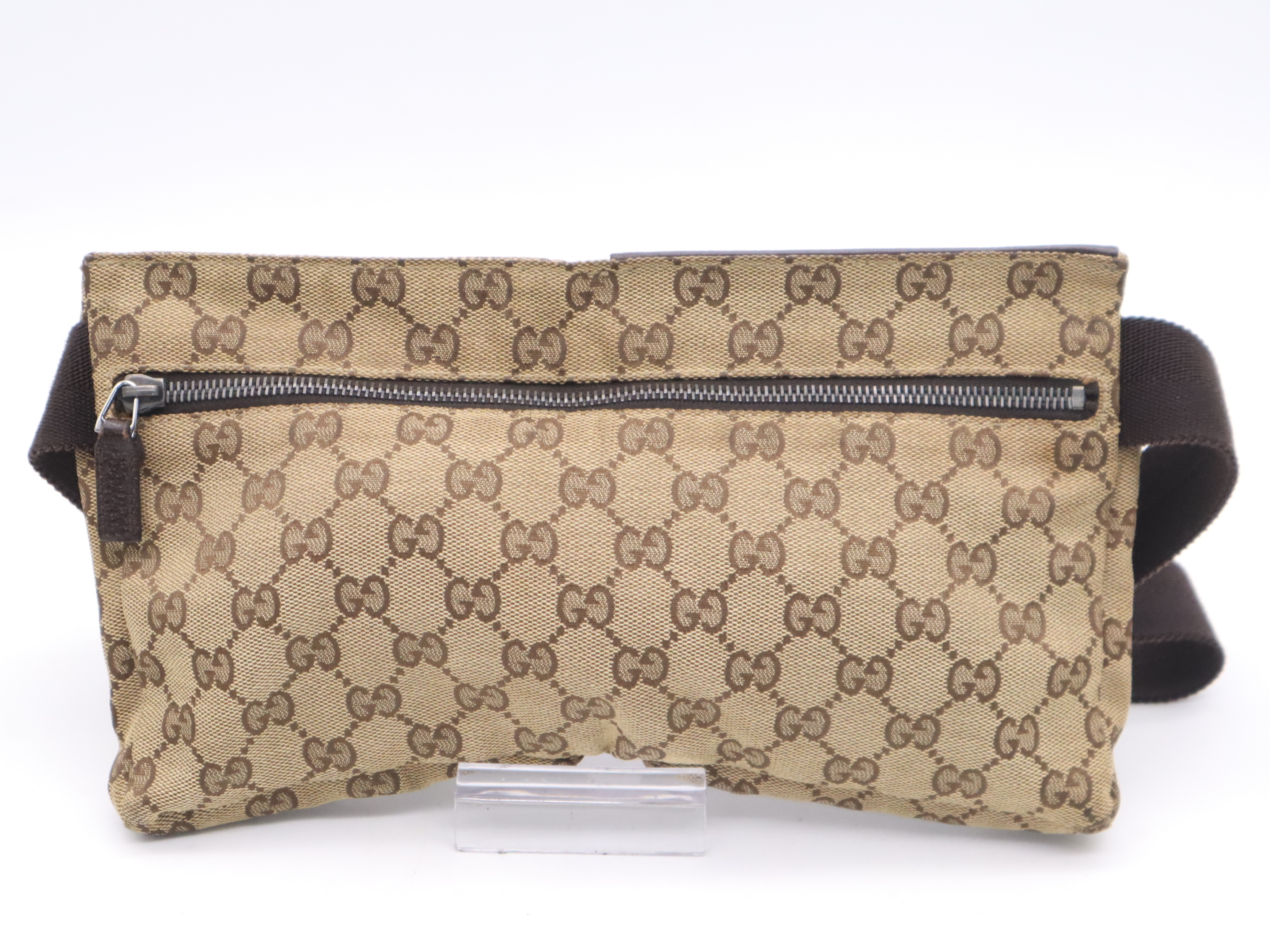 28566 GG Canvas Waist Bag Beige Brown Silver Hardware Waist Bag — view 2