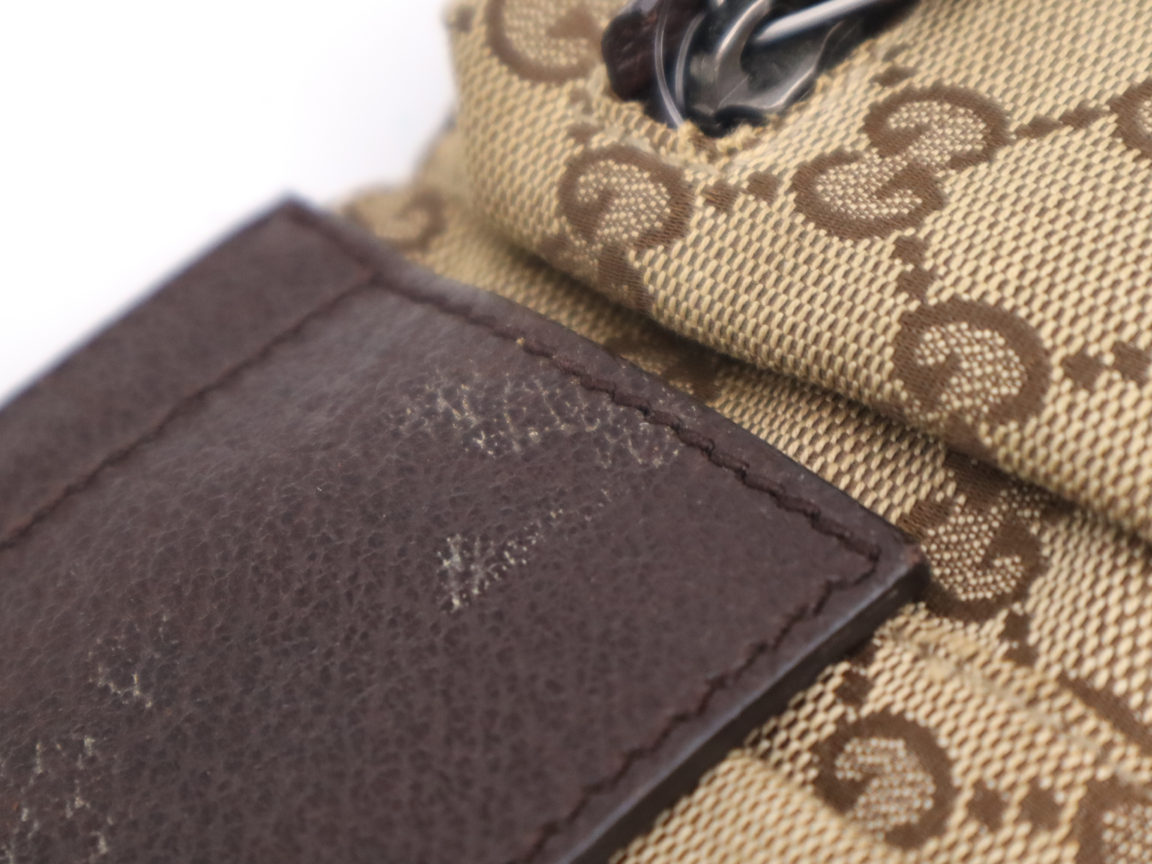 28566 GG Canvas Waist Bag Beige Brown Silver Hardware Waist Bag — view 11