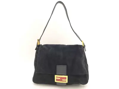 Mamma Fendi Suede Mamma Bucket Black Handbag