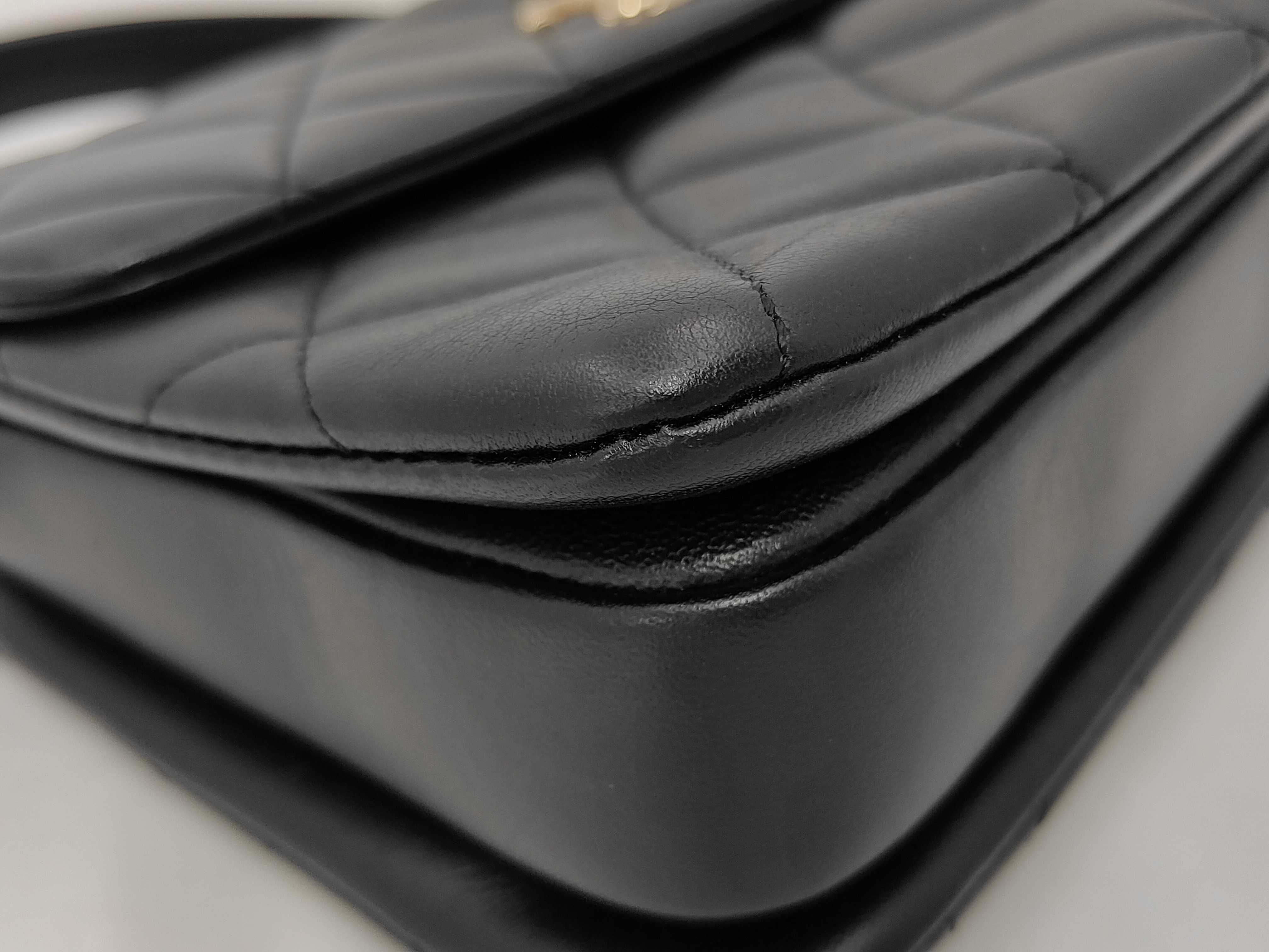 Top Handle Coco Mark TJX71JH2 Chain Shoulder 2-Way Bag Lambskin Black Gold Hardware Shoulder Bag — view 3