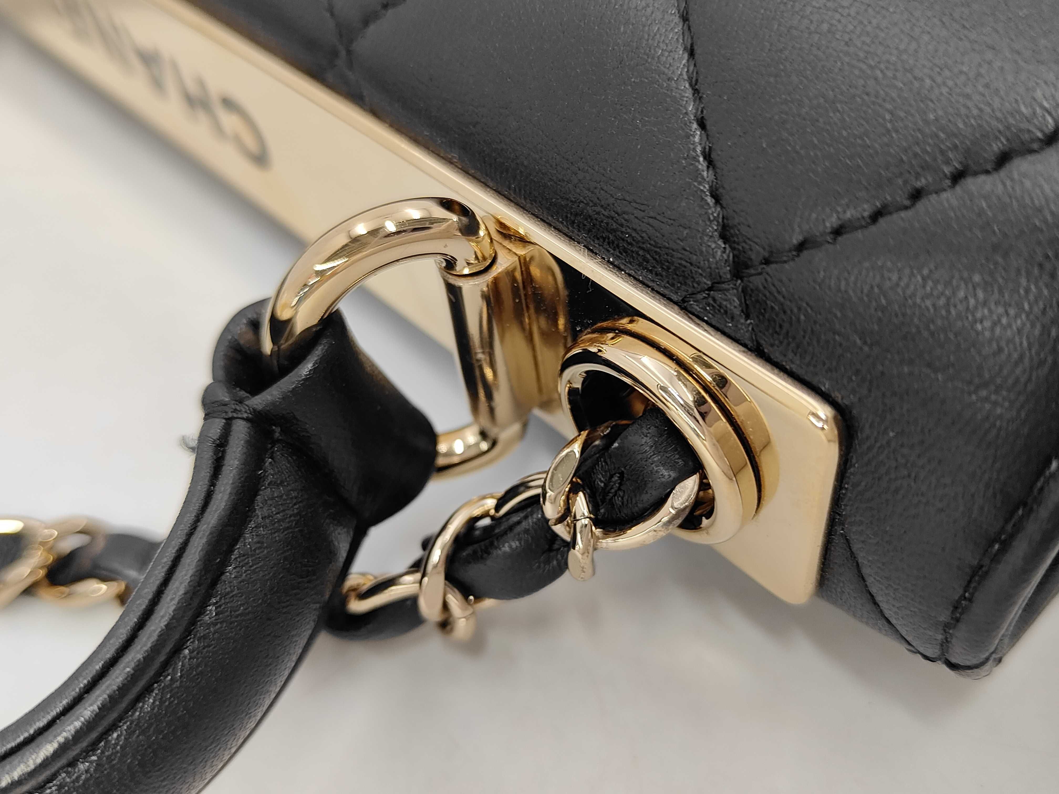 Top Handle Coco Mark TJX71JH2 Chain Shoulder 2-Way Bag Lambskin Black Gold Hardware Shoulder Bag — view 7