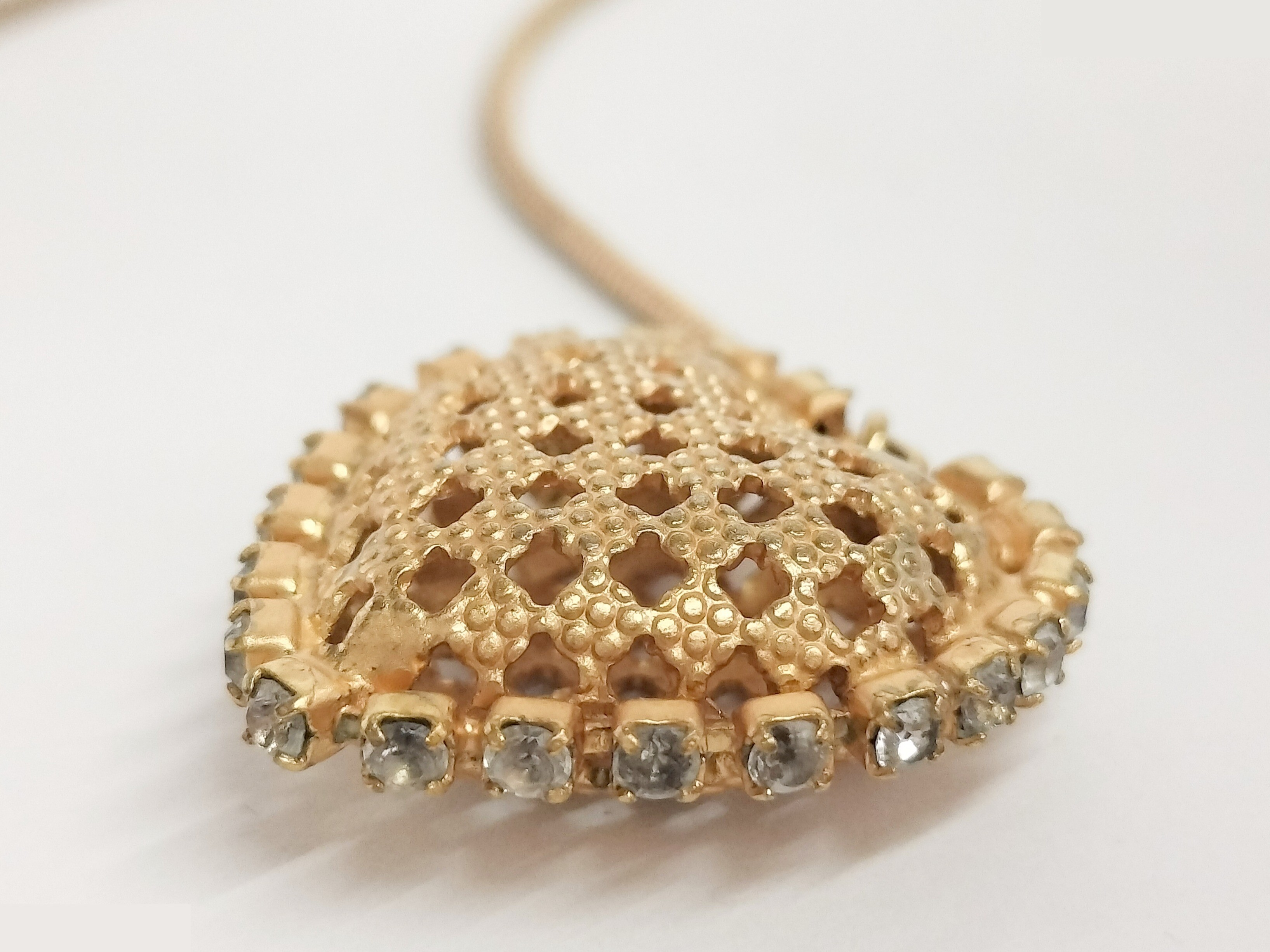 Coco Heart Rhinestone Gold Necklace Chain (approx. 108cm) — view 6