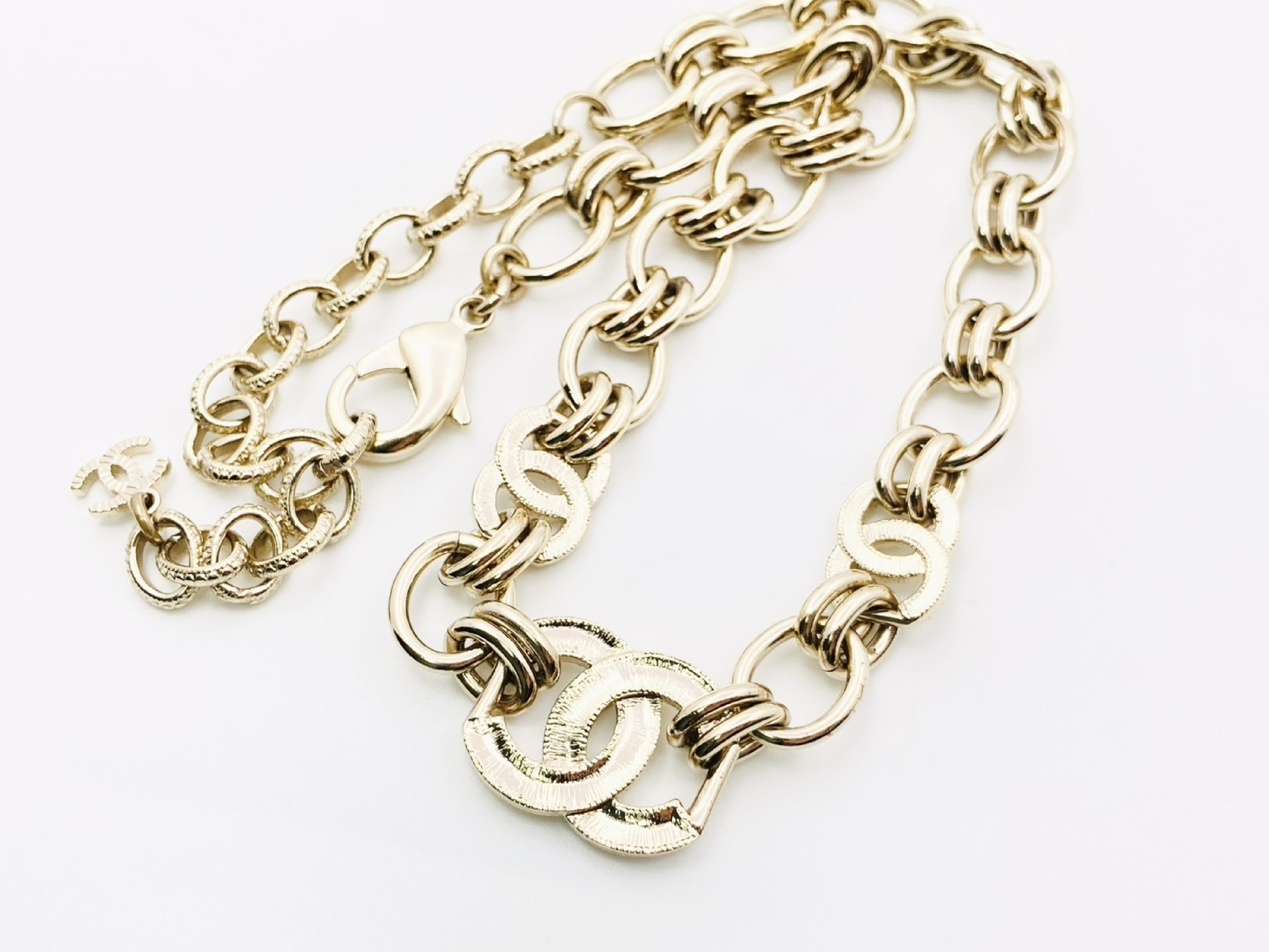 Triple Coco Mark Rhinestone Chain Choker Necklace A23C Gold Multicolor Rainbow Necklace — view 4