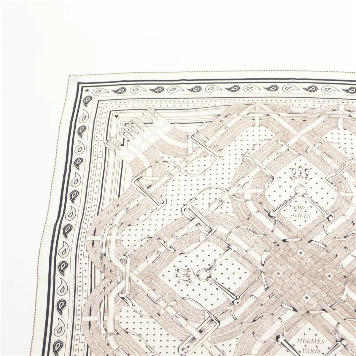 Carre Geant Mors A Jouets Bandana Scarf, Cashmere x Silk, Blanc, Slight wear and — view 2