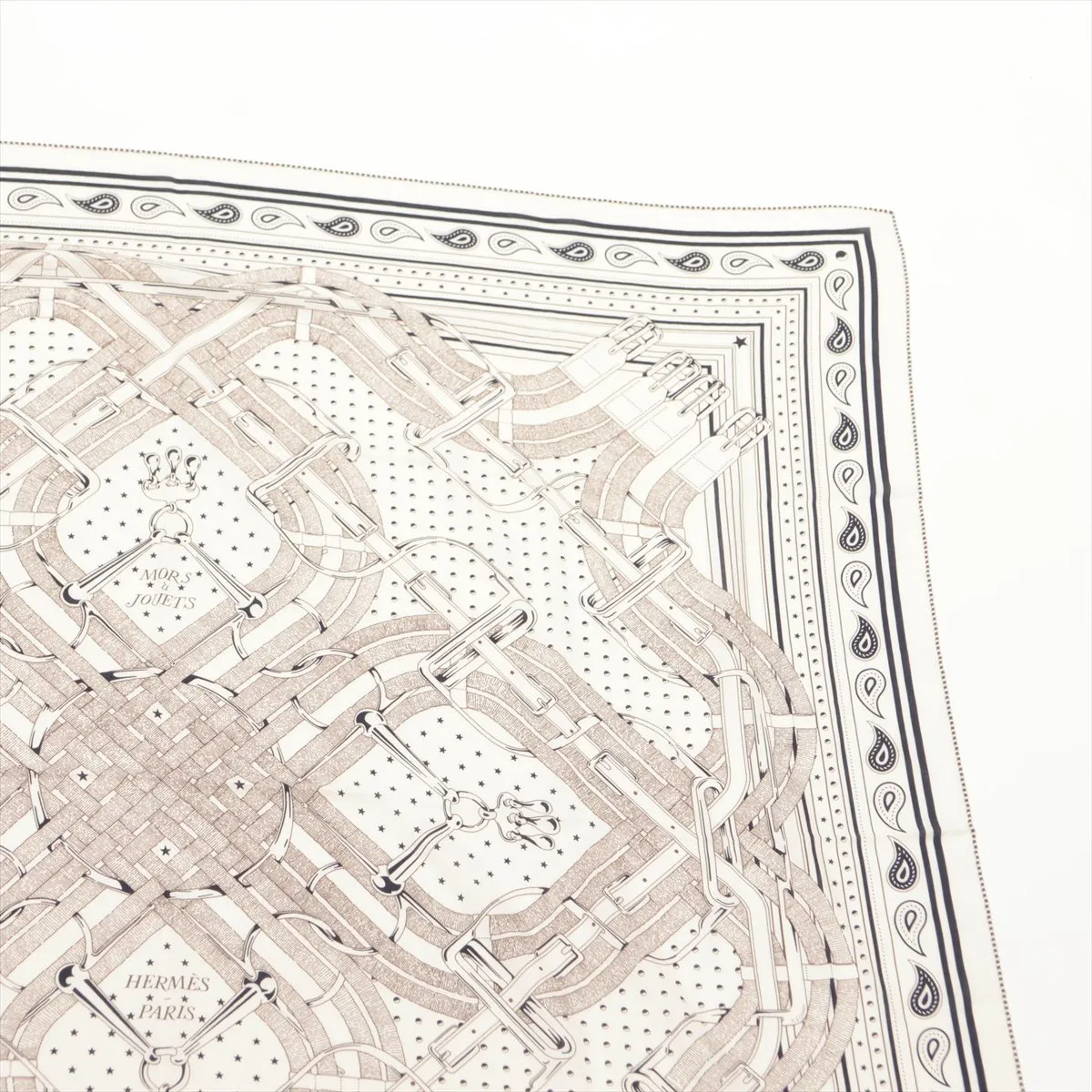 Carre Geant Mors A Jouets Bandana Scarf, Cashmere x Silk, Blanc, Slight wear and — view 3