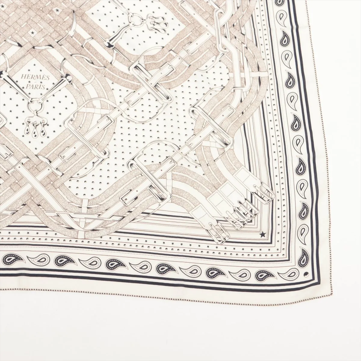 Carre Geant Mors A Jouets Bandana Scarf, Cashmere x Silk, Blanc, Slight wear and — view 4
