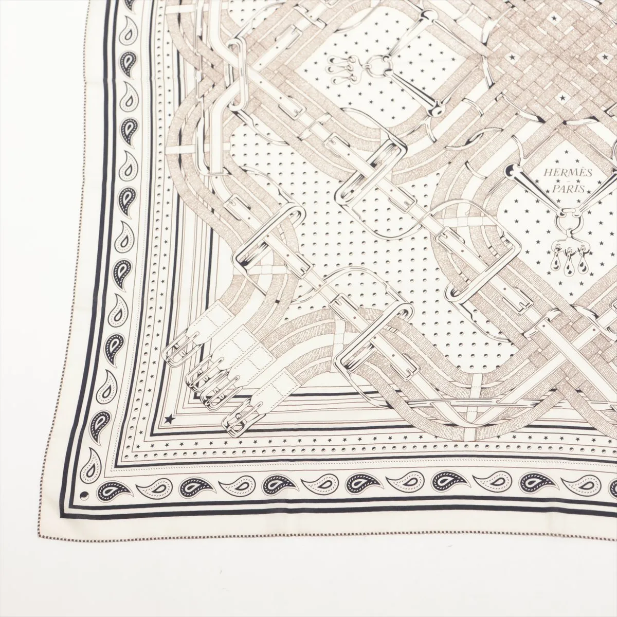 Carre Geant Mors A Jouets Bandana Scarf, Cashmere x Silk, Blanc, Slight wear and — view 5