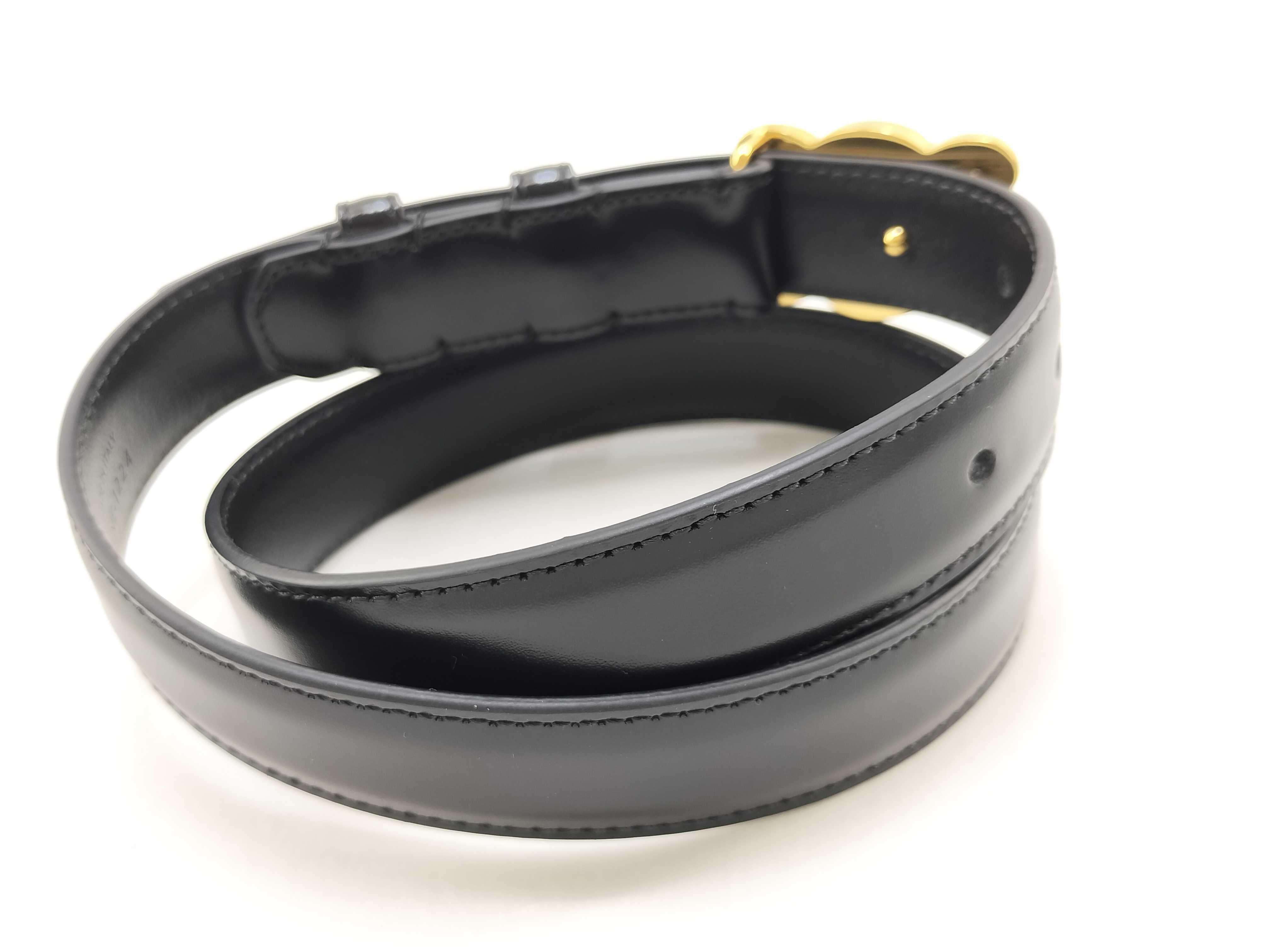Medium Triomphe Belt 25mm Black Leather Gold Hardware Size: 70 Unused Belt — view 2
