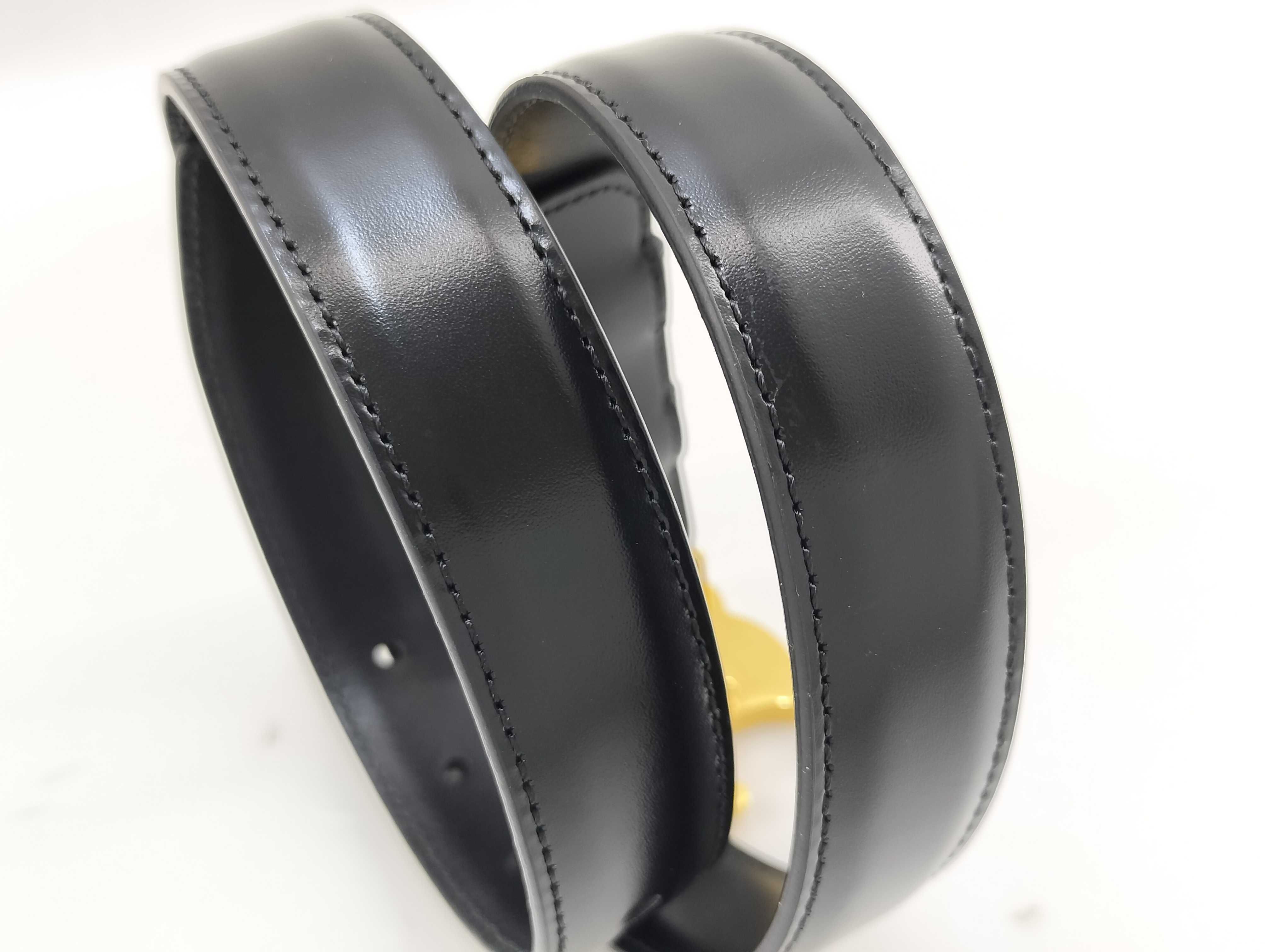 Medium Triomphe Belt 25mm Black Leather Gold Hardware Size: 70 Unused Belt — view 10