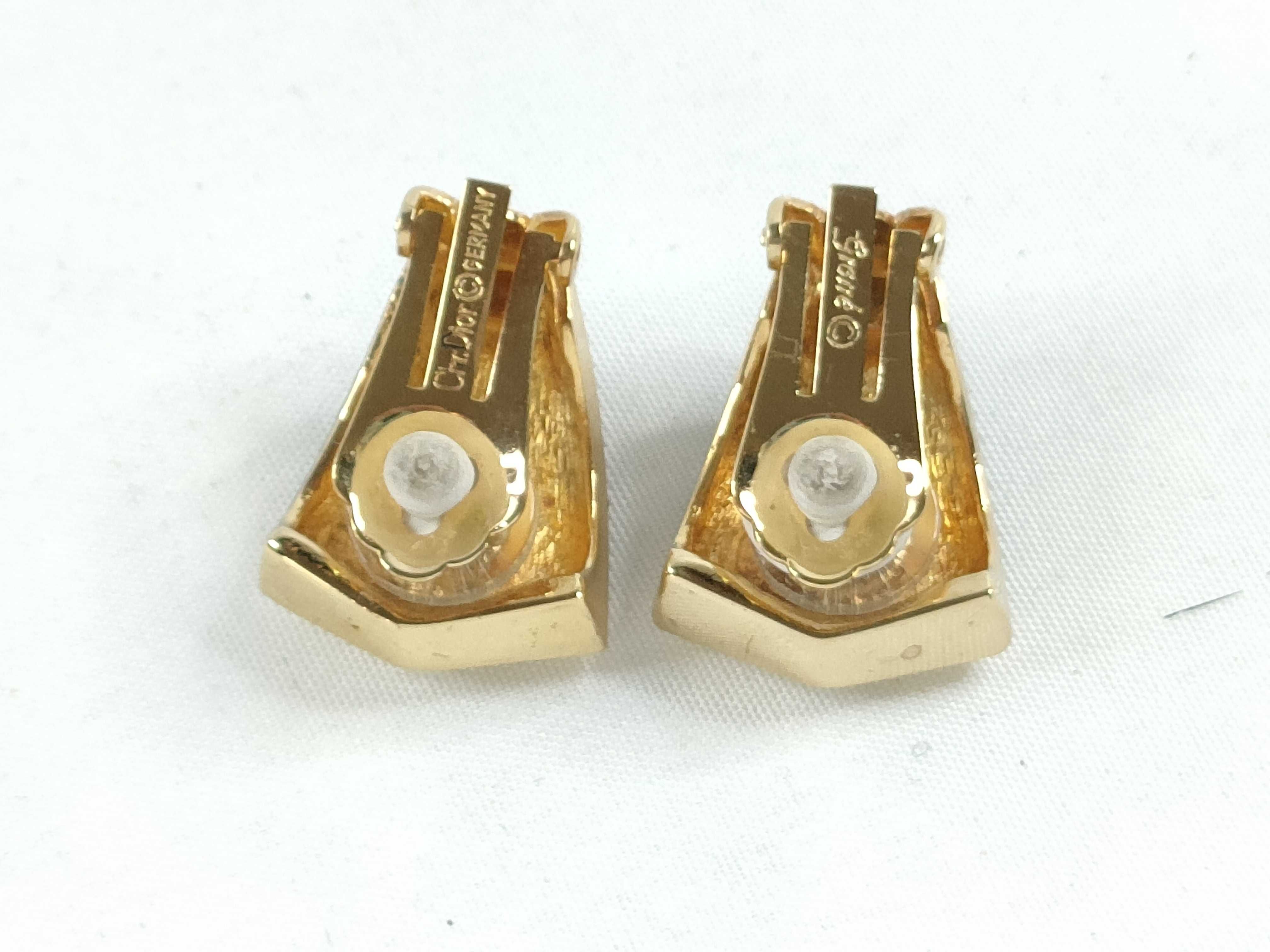 Christian Earrings, Rhinestone, Black x Gold Earrings — view 2