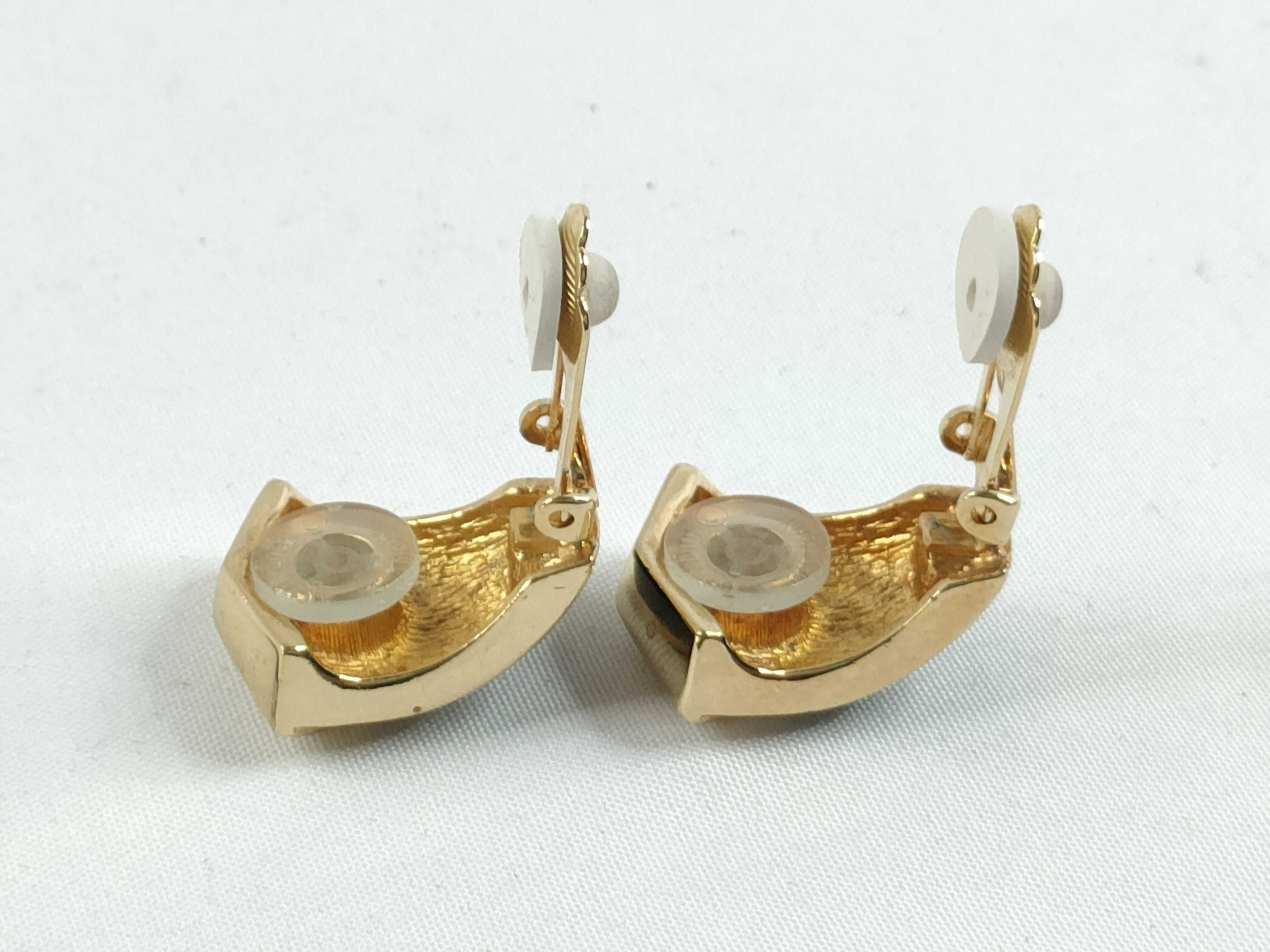 Christian Earrings, Rhinestone, Black x Gold Earrings — view 3