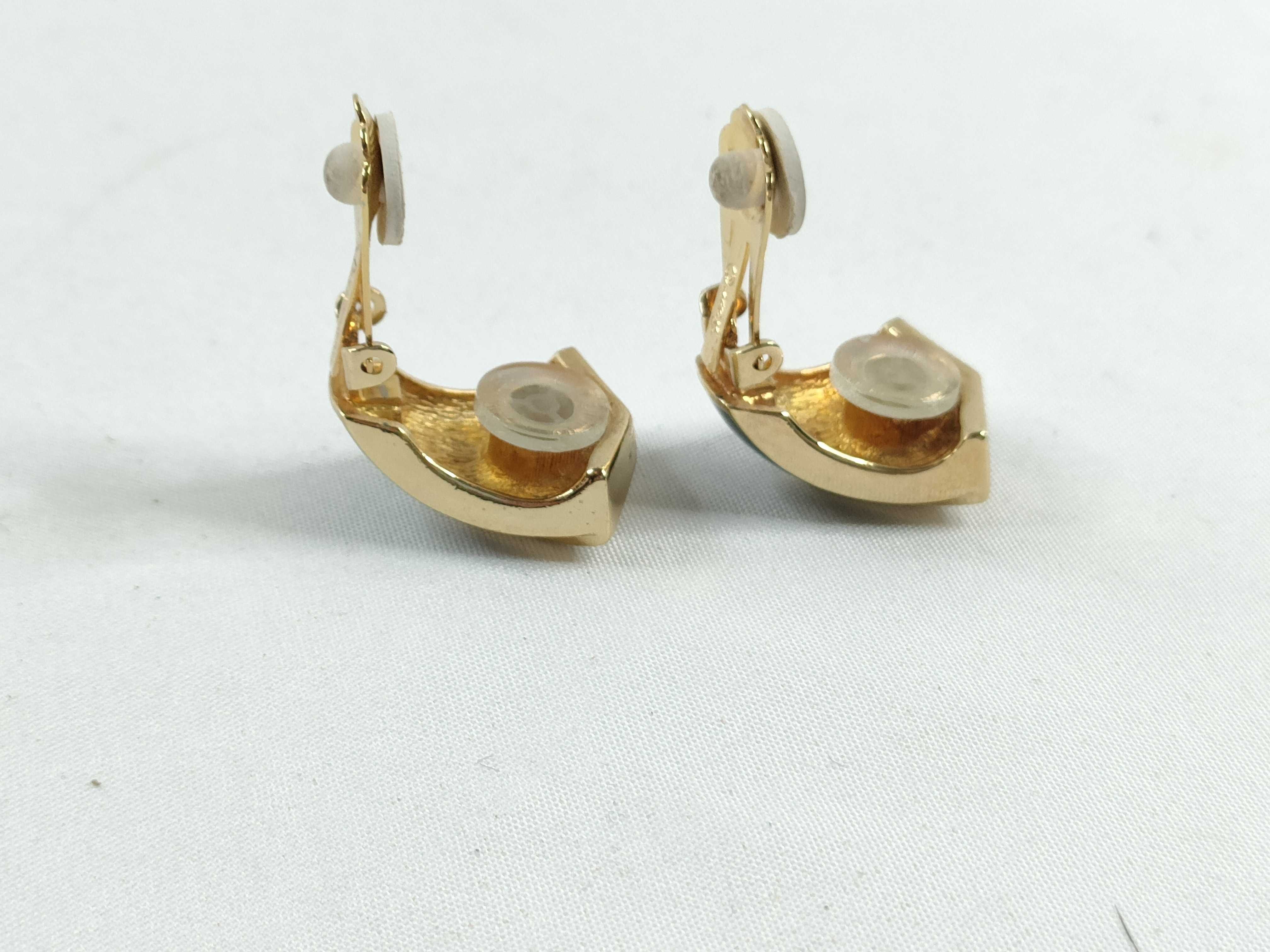 Christian Earrings, Rhinestone, Black x Gold Earrings — view 5