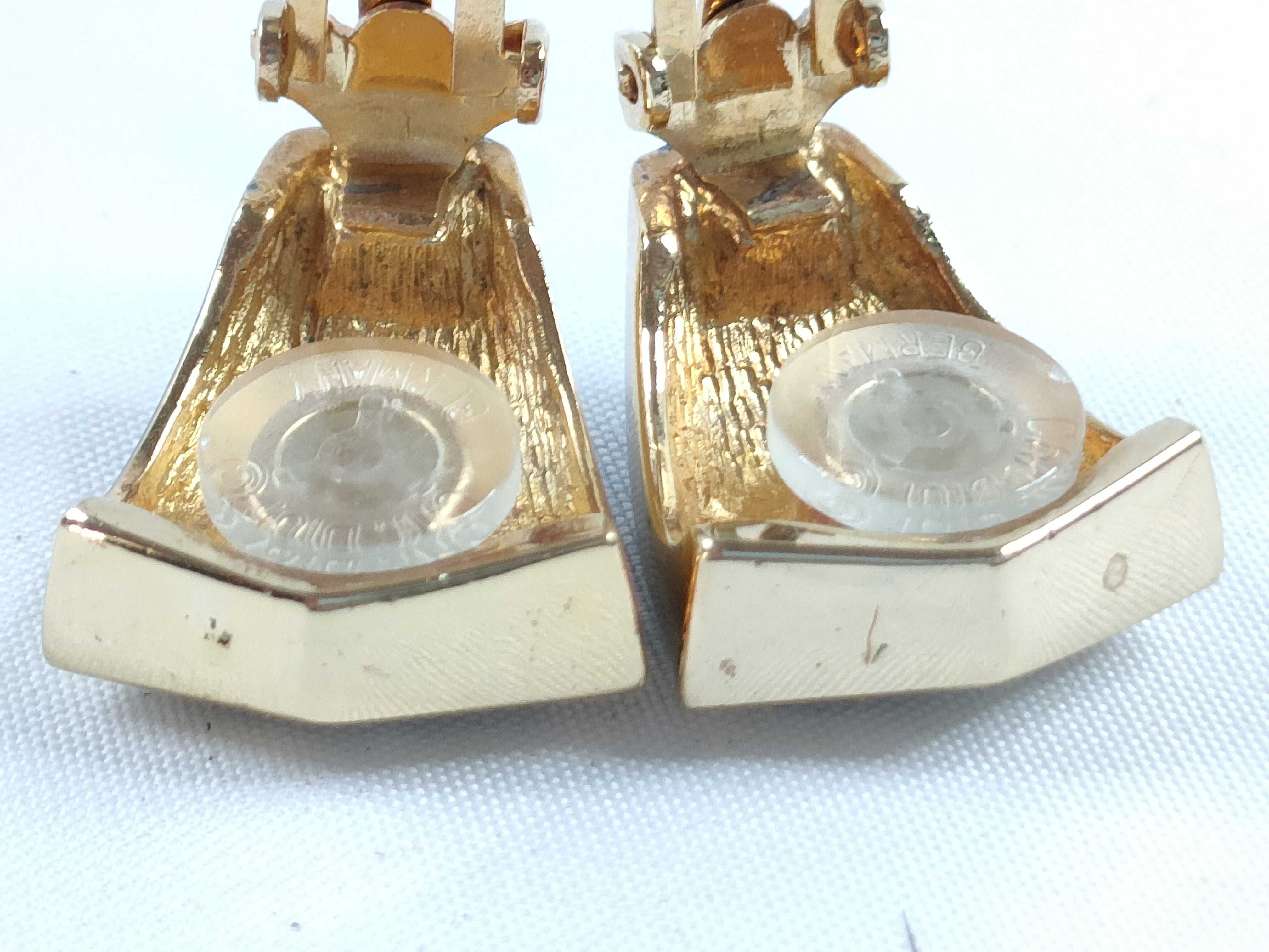 Christian Earrings, Rhinestone, Black x Gold Earrings — view 6