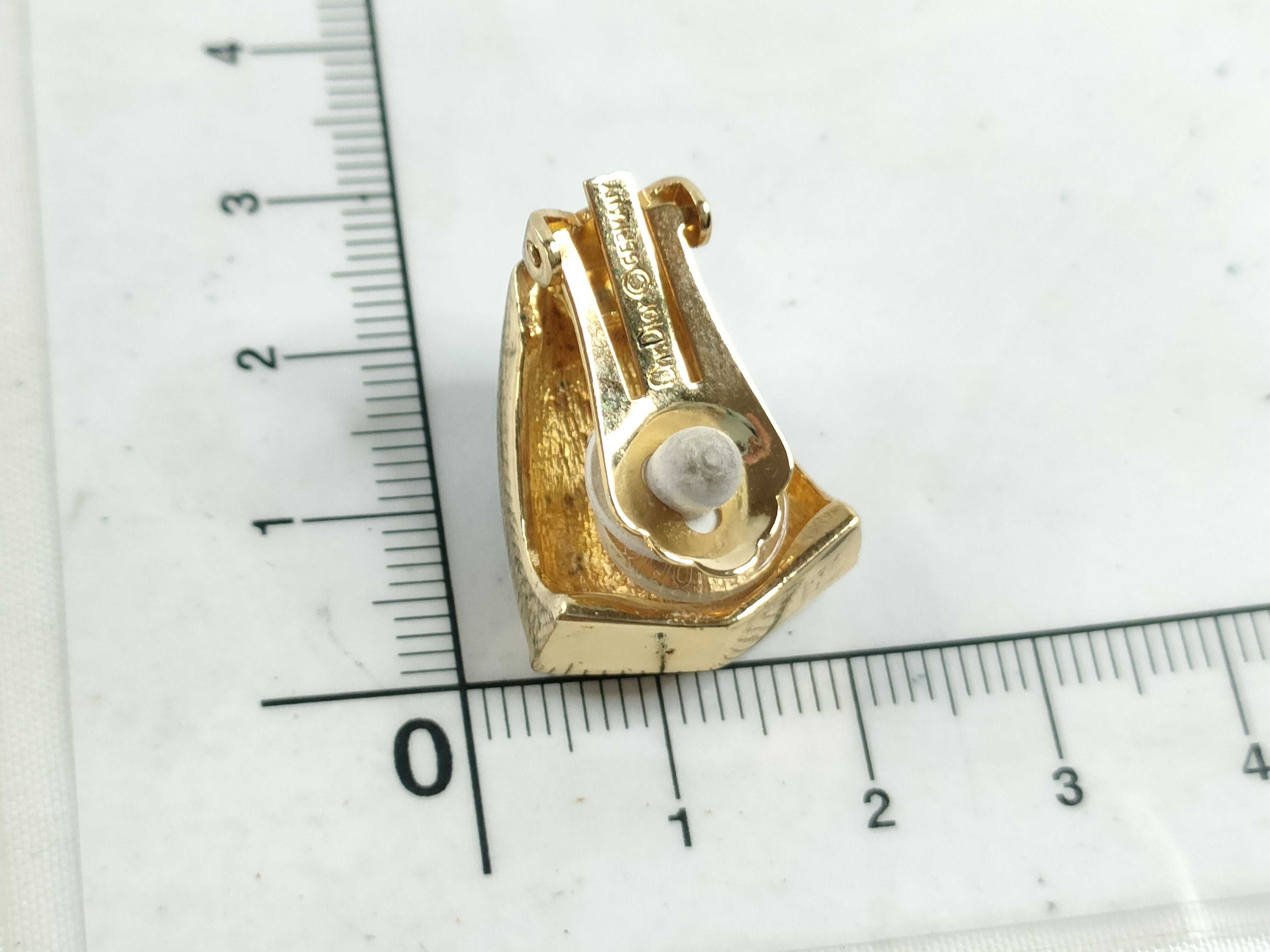 Christian Earrings, Rhinestone, Black x Gold Earrings — view 8
