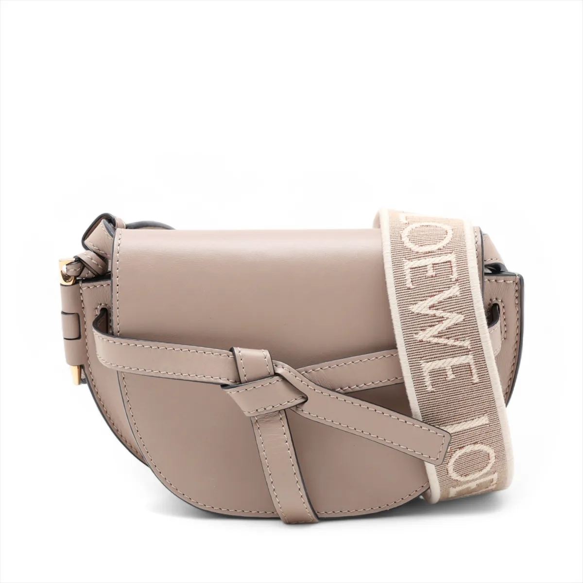 Gate Dual Mini Leather Shoulder Bag, Beige