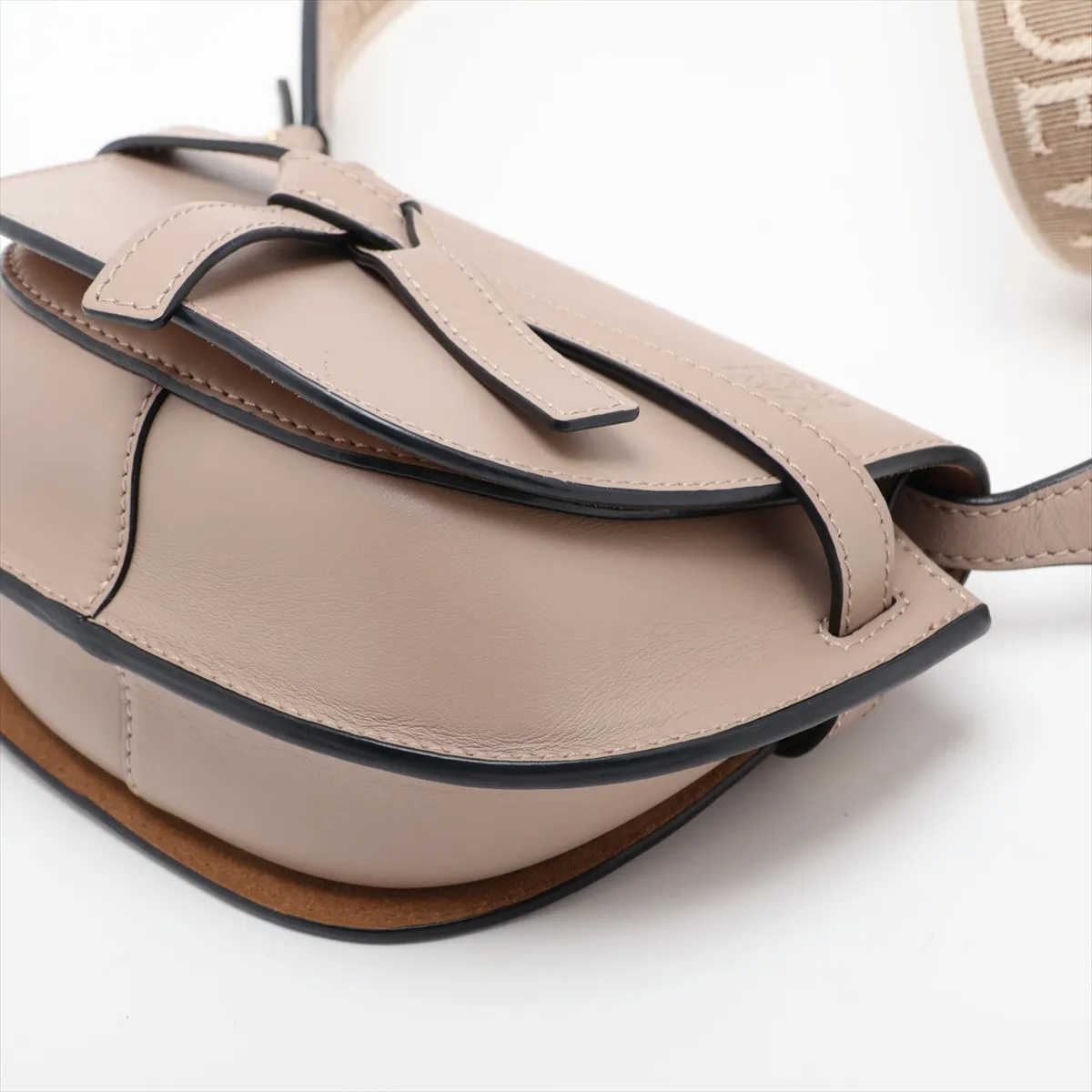 Gate Dual Mini Leather Shoulder Bag, Beige — view 3