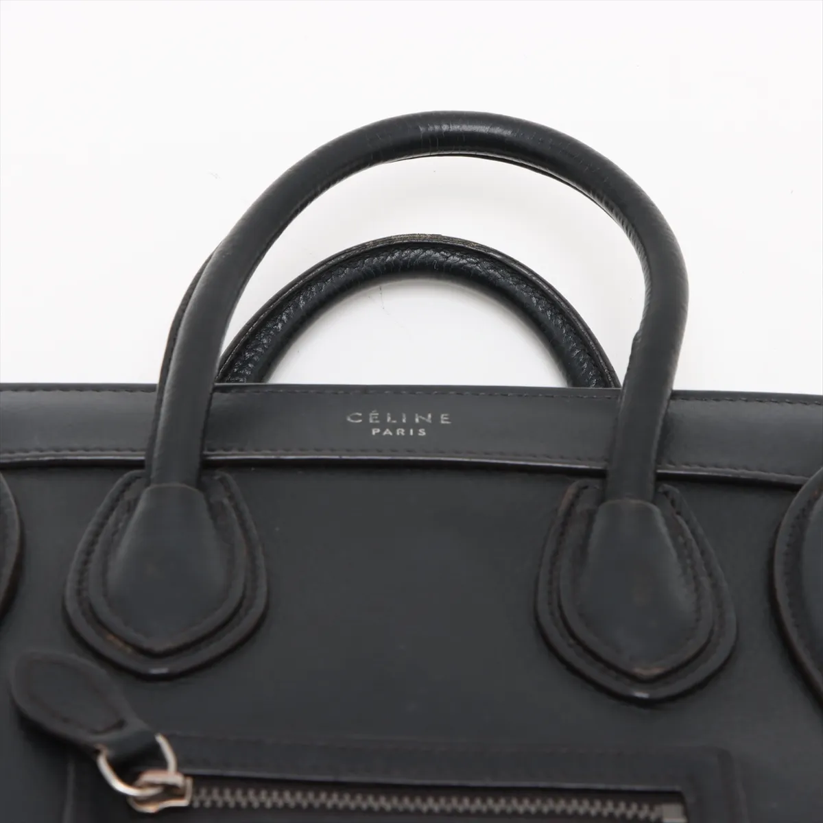 Luggage Nano Shopper Leather 2-Way Handbag, Black — view 6