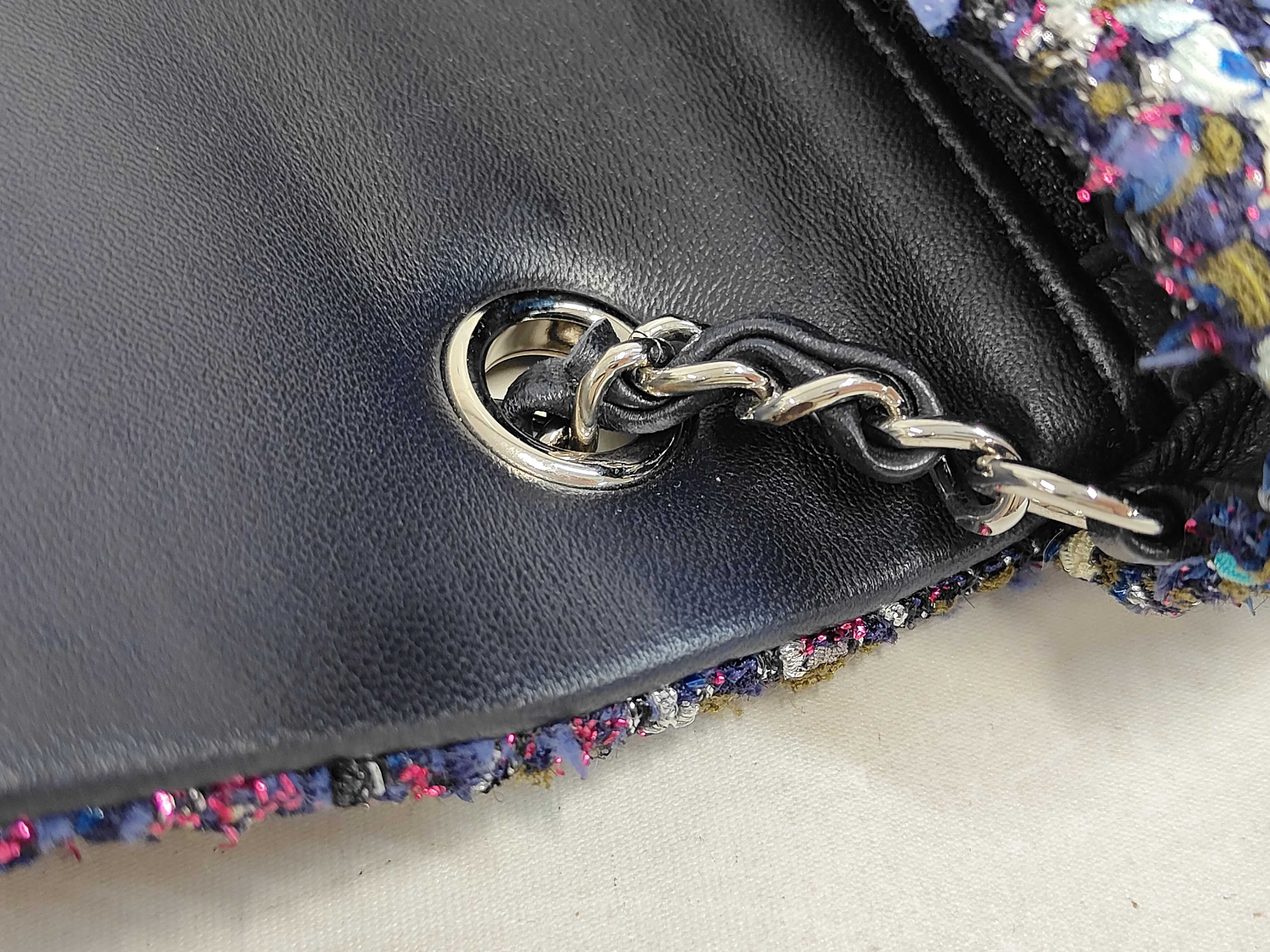 Mini Mat Chain Shoulder Bag, Tweed, Purple/Black, SS Size — view 6