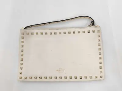 BAG LEATHER CLUTCH STUDS WRISTLET Clutch Bag