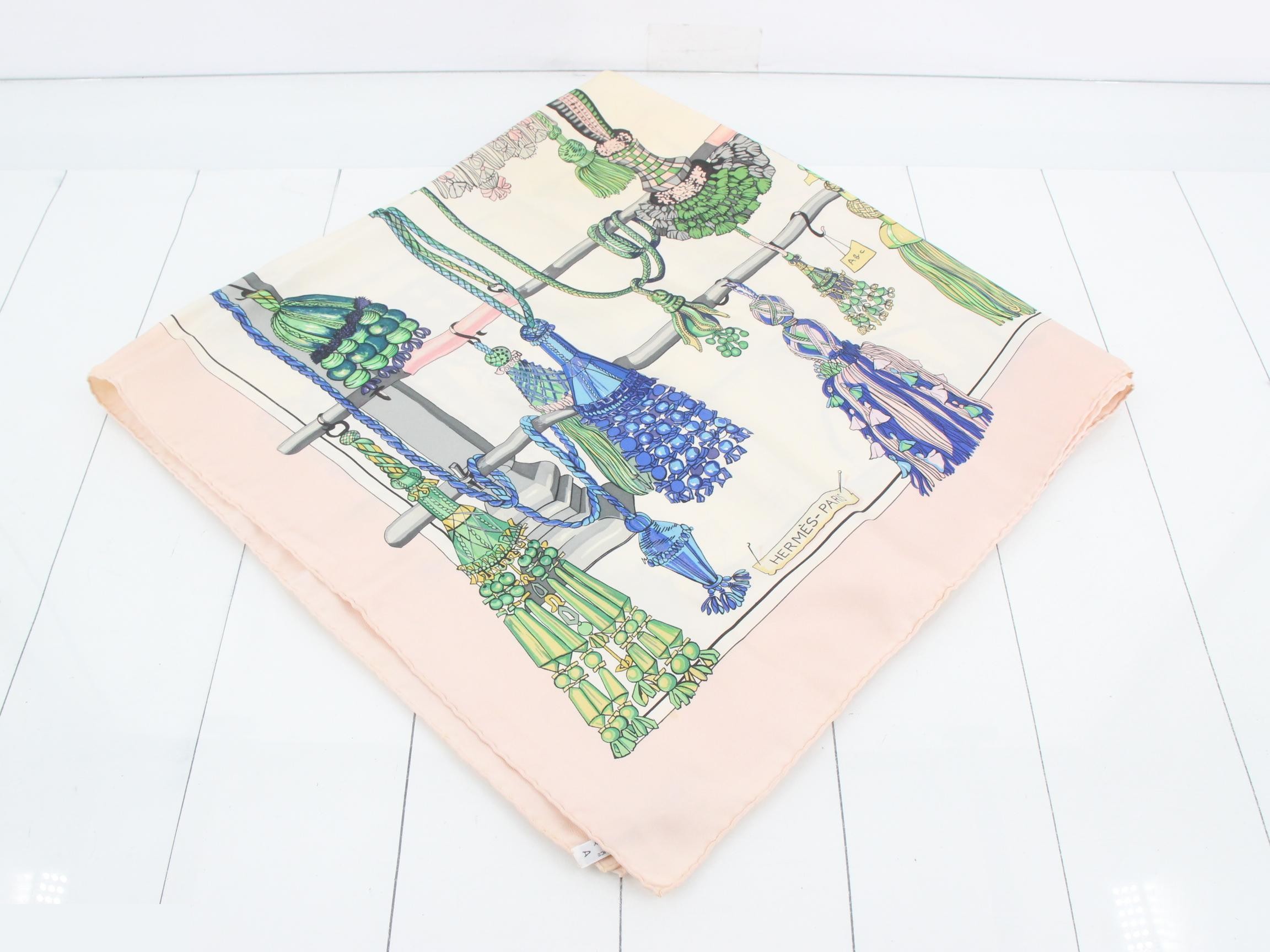 Carre 90 Passeminterie Cord Trim Scarf Silk Pink