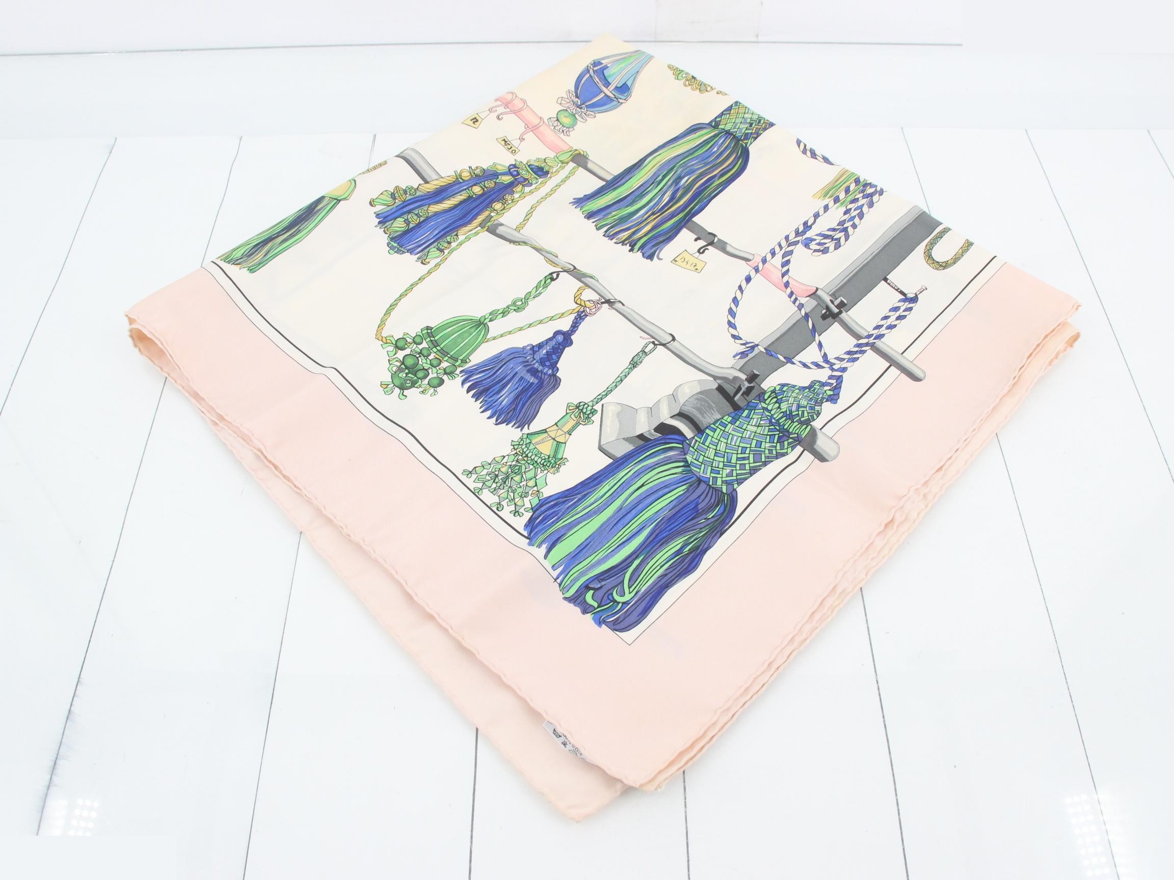 Carre 90 Passeminterie Cord Trim Scarf Silk Pink — view 2
