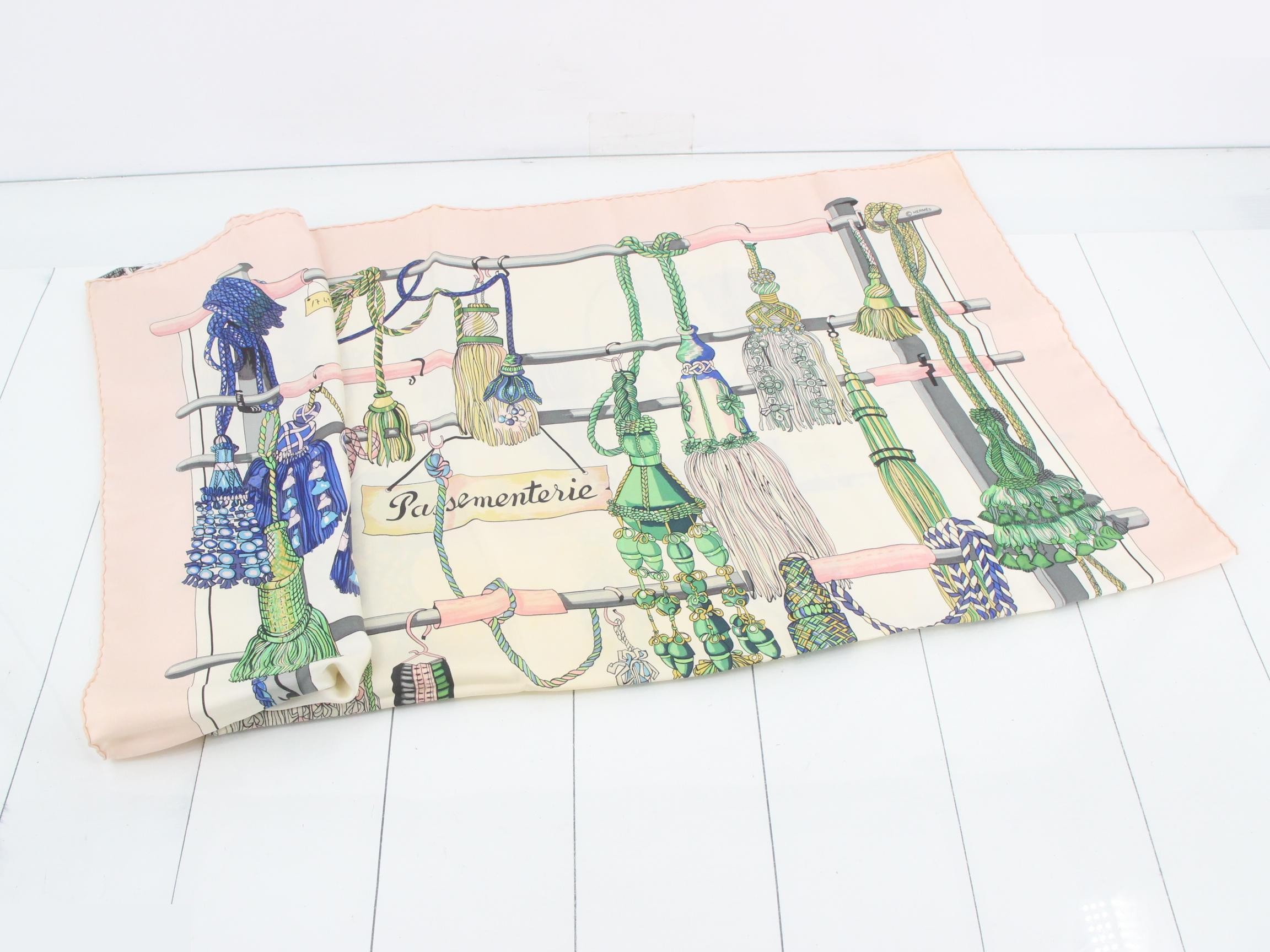 Carre 90 Passeminterie Cord Trim Scarf Silk Pink — view 3