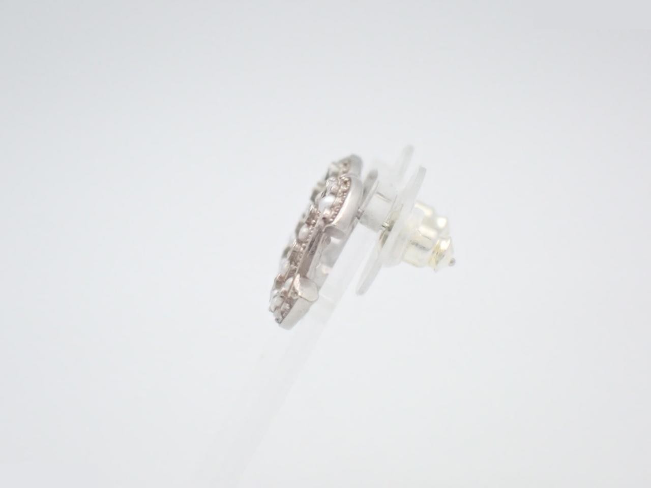 Coco Mark Rhinestone F Pearl Earrings (with comment) — view 3