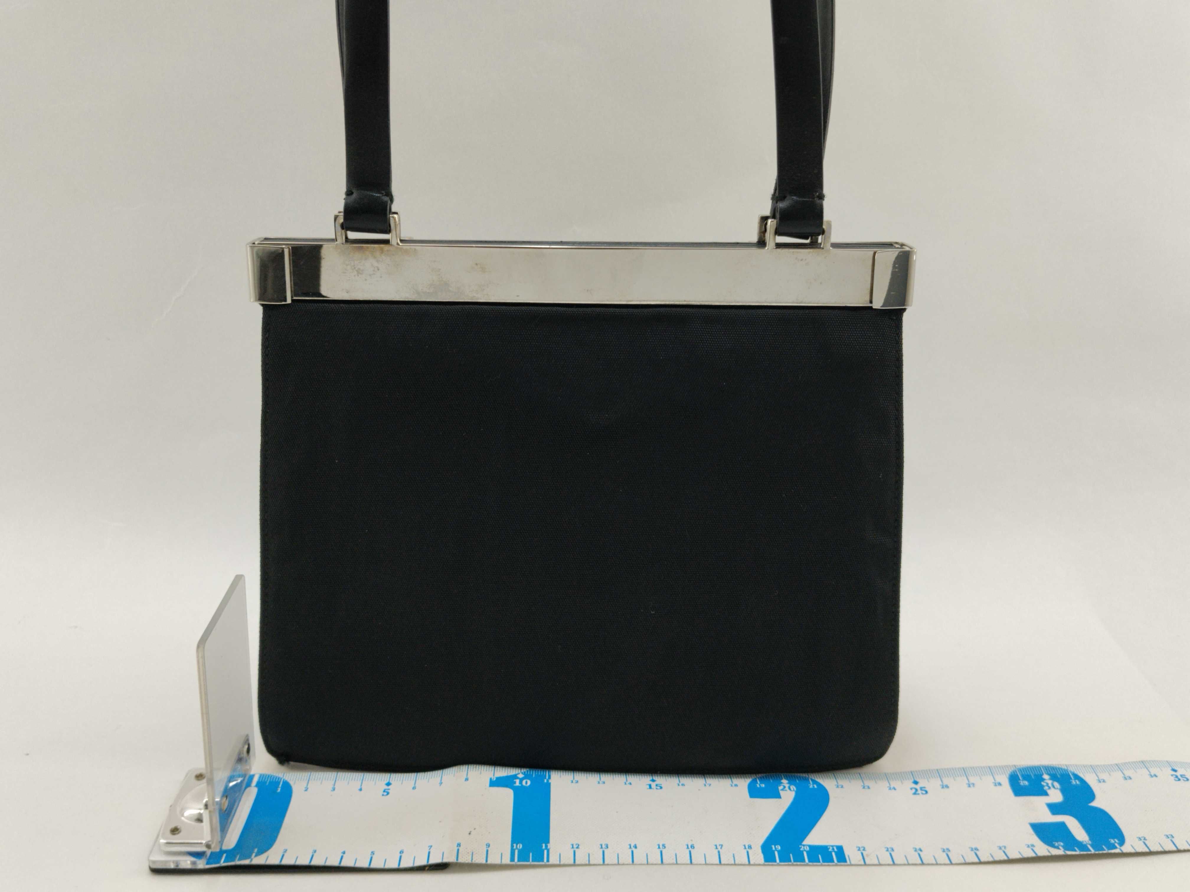 handbag 001.3219 Nylon Leather Black Silver Hardware Shoulder Bag — view 2