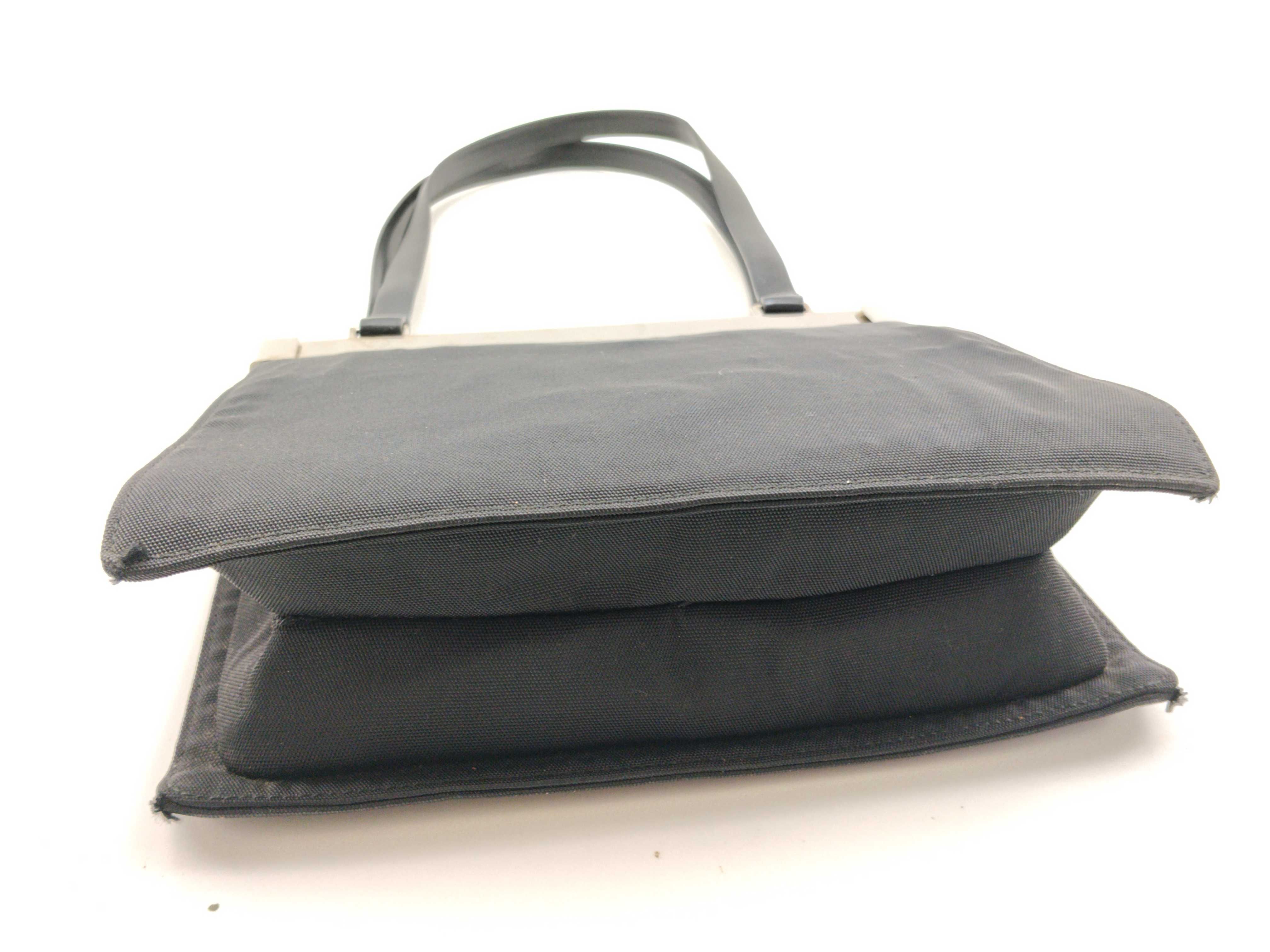 handbag 001.3219 Nylon Leather Black Silver Hardware Shoulder Bag — view 3